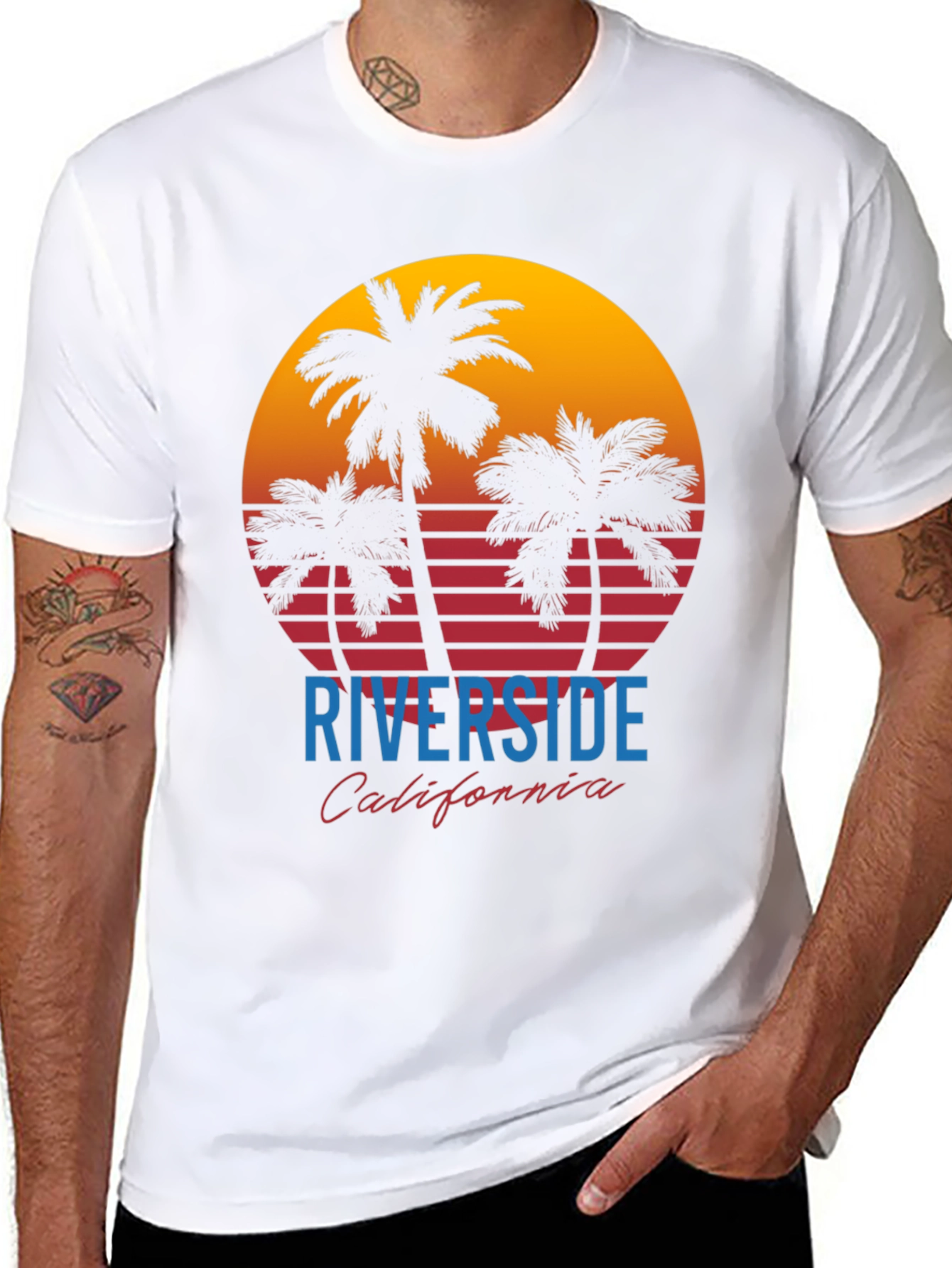 Riverside California Palm Sunset Graphic Tee