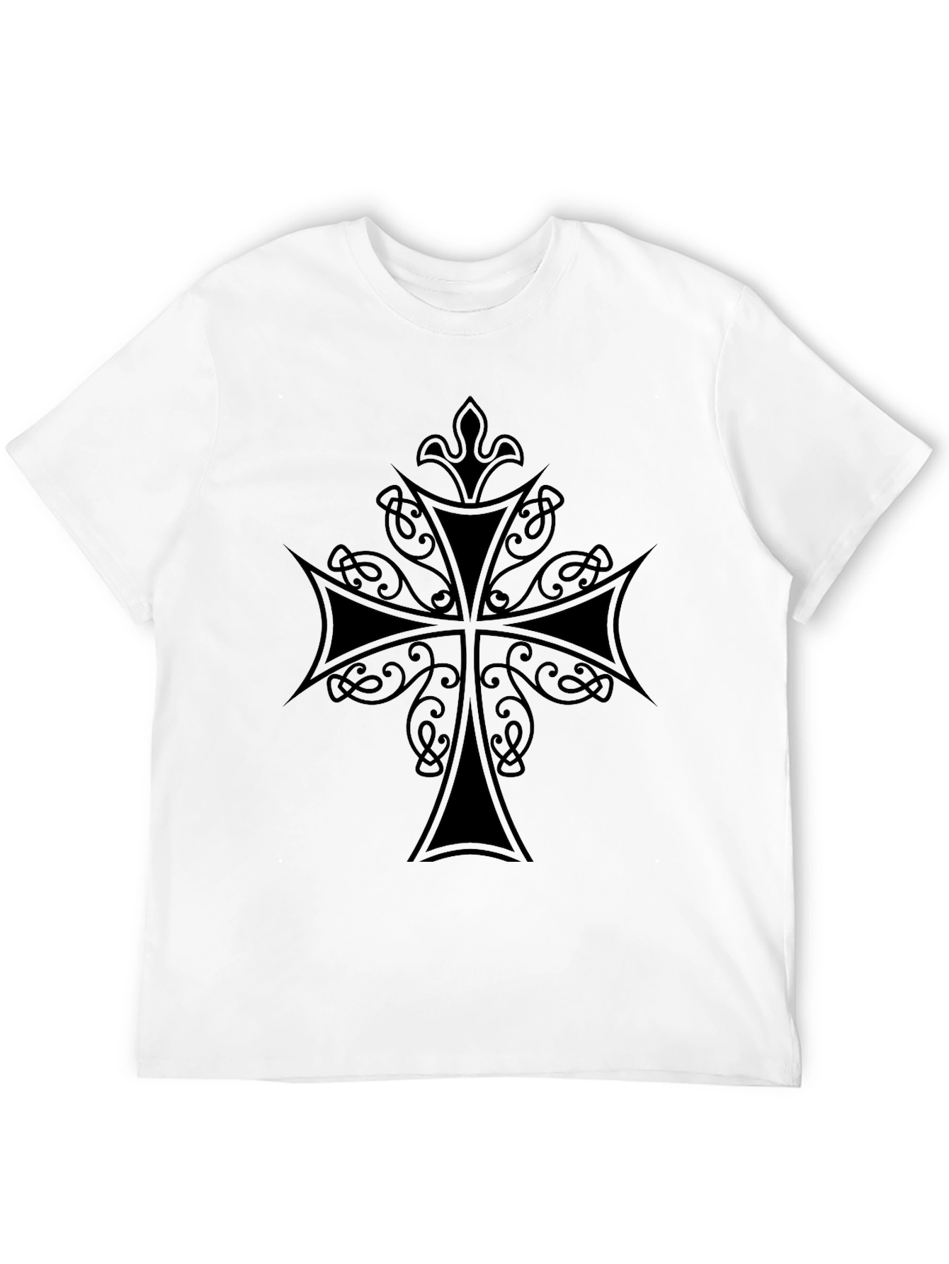 Mens Black T-Shirt with Celtic Cross Design