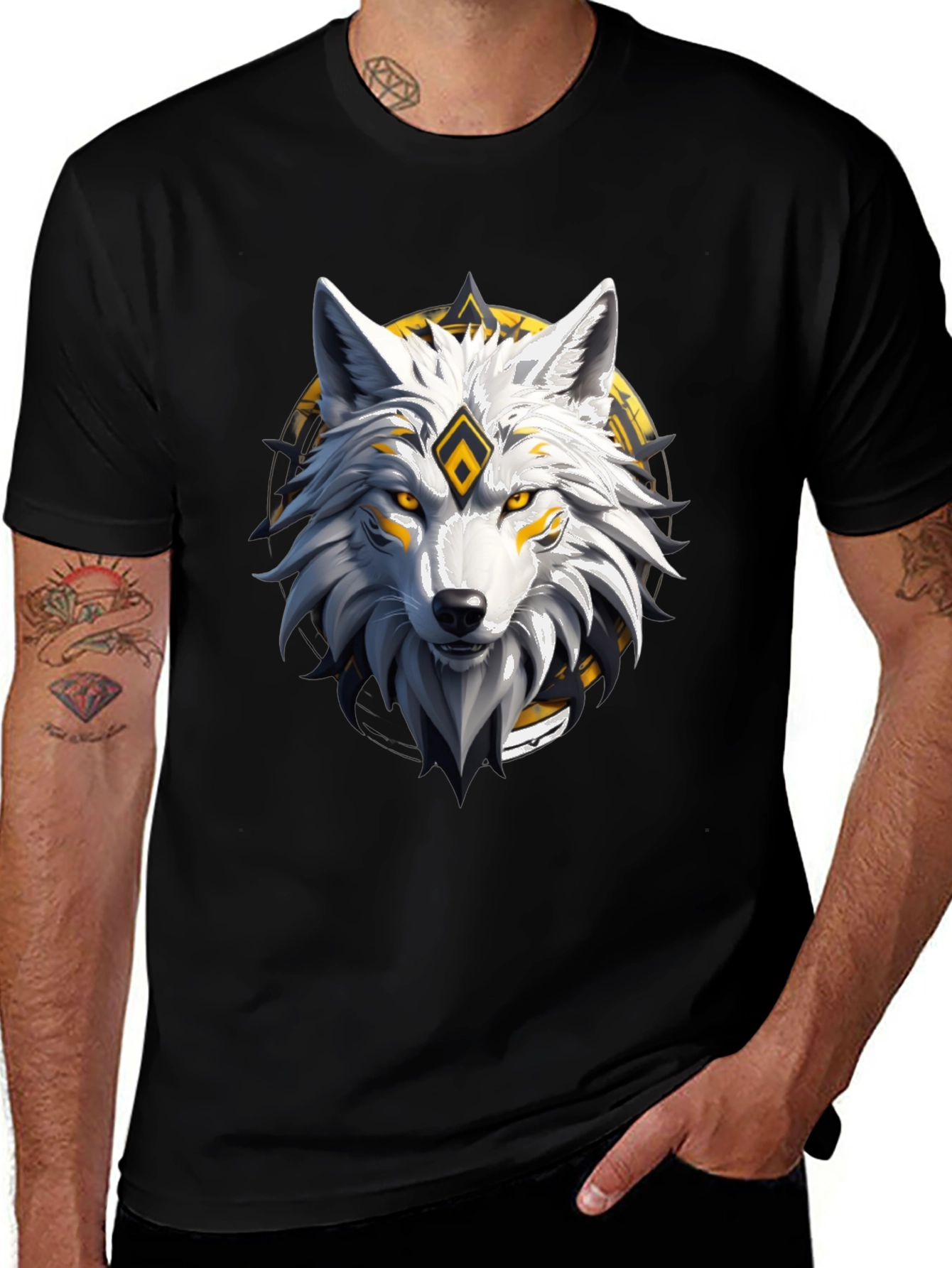 Wolf Graphic Tee - Black Cotton Blend