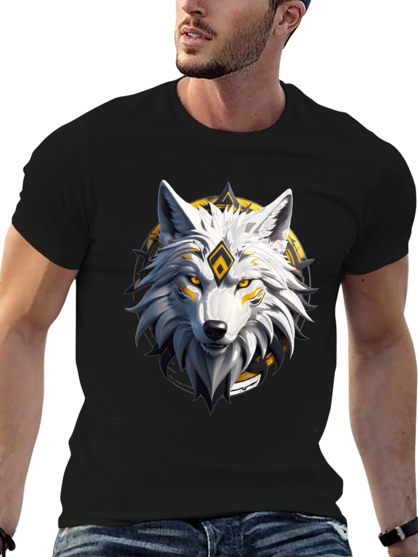 Wolf Graphic Tee - Black Cotton Blend