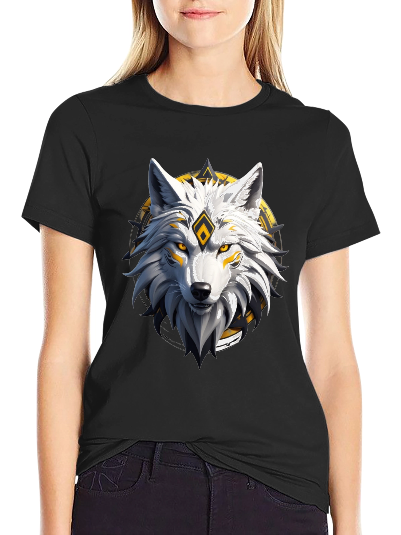 Wolf Graphic Tee - Black Cotton Blend