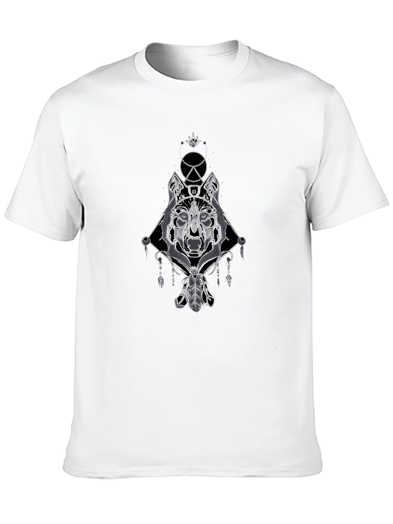 Mens Wolf Graphic Print Tee - Black