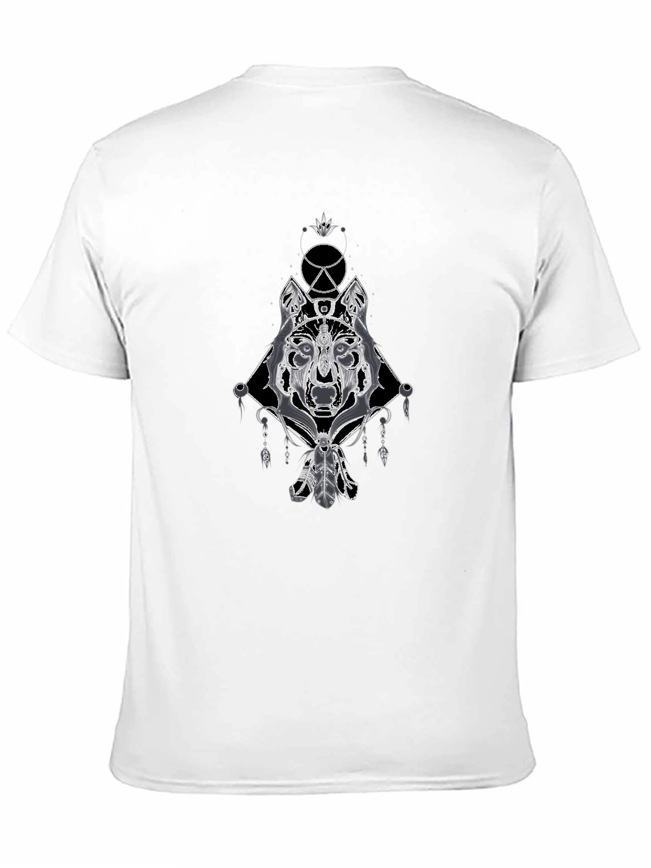 Mens Wolf Graphic Print Tee - Black