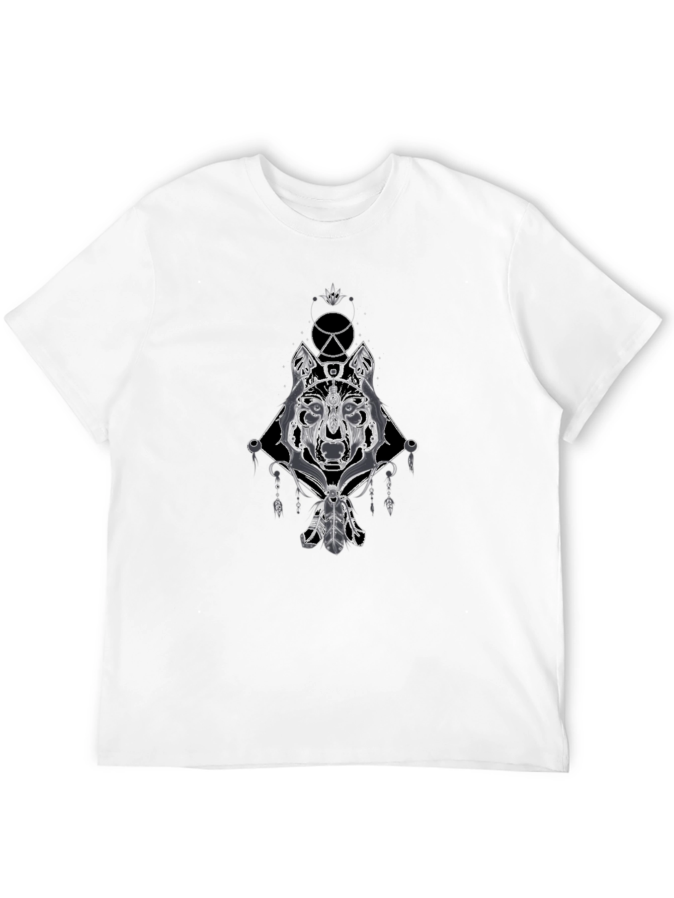 Mens Wolf Graphic Print Tee - Black