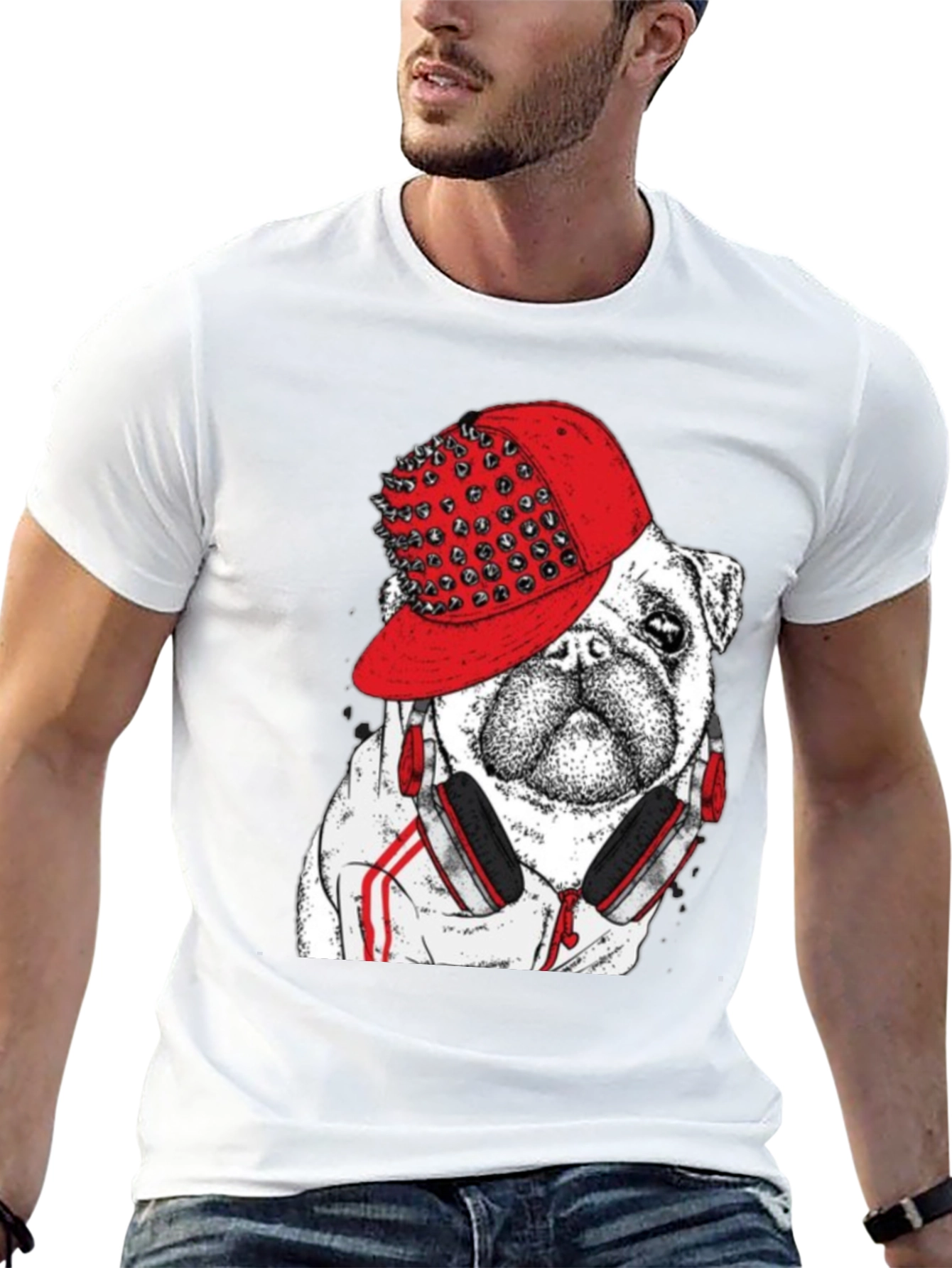 Bulldog in Spiked Hat Graphic Tee