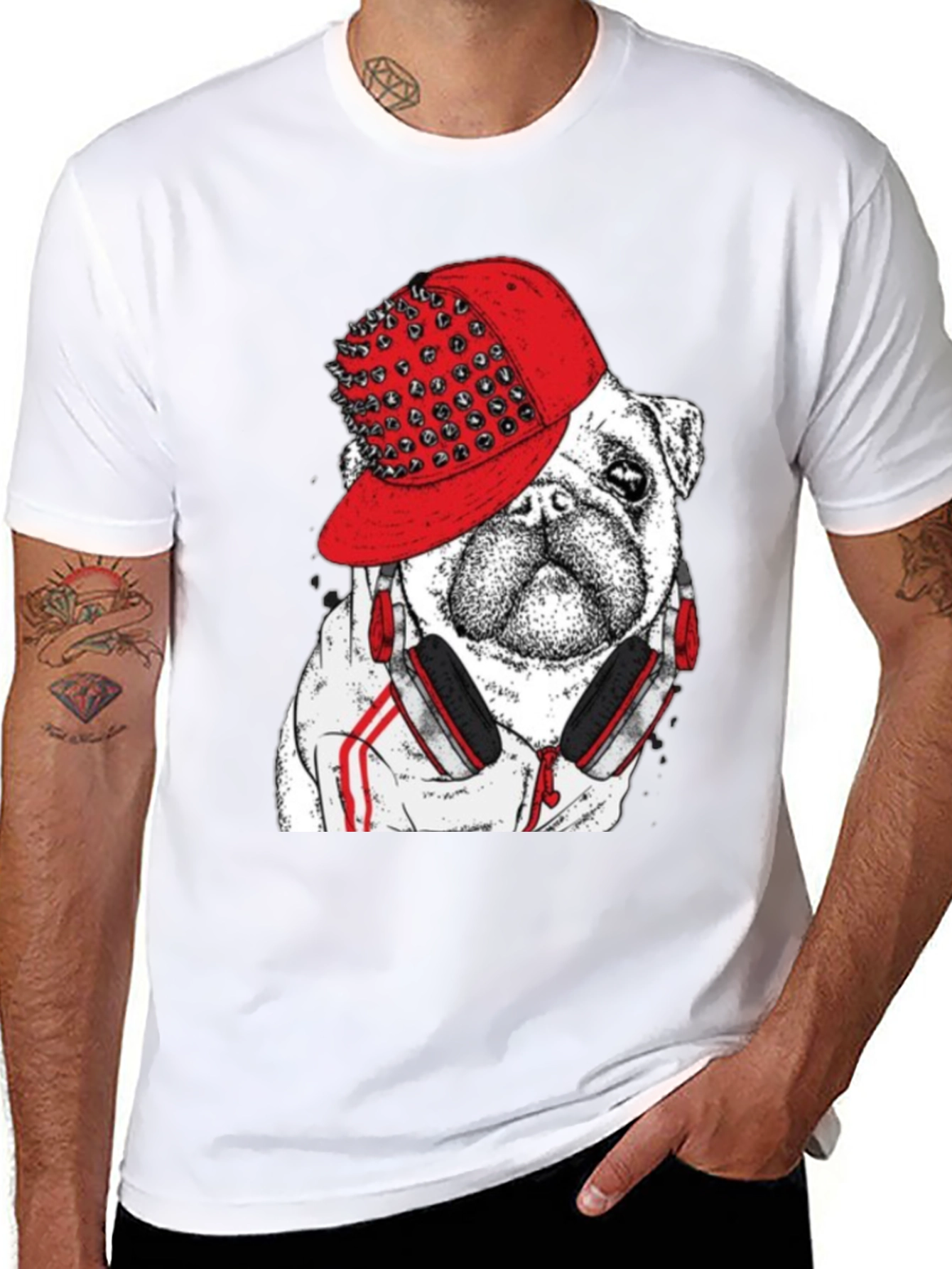 Bulldog in Spiked Hat Graphic Tee