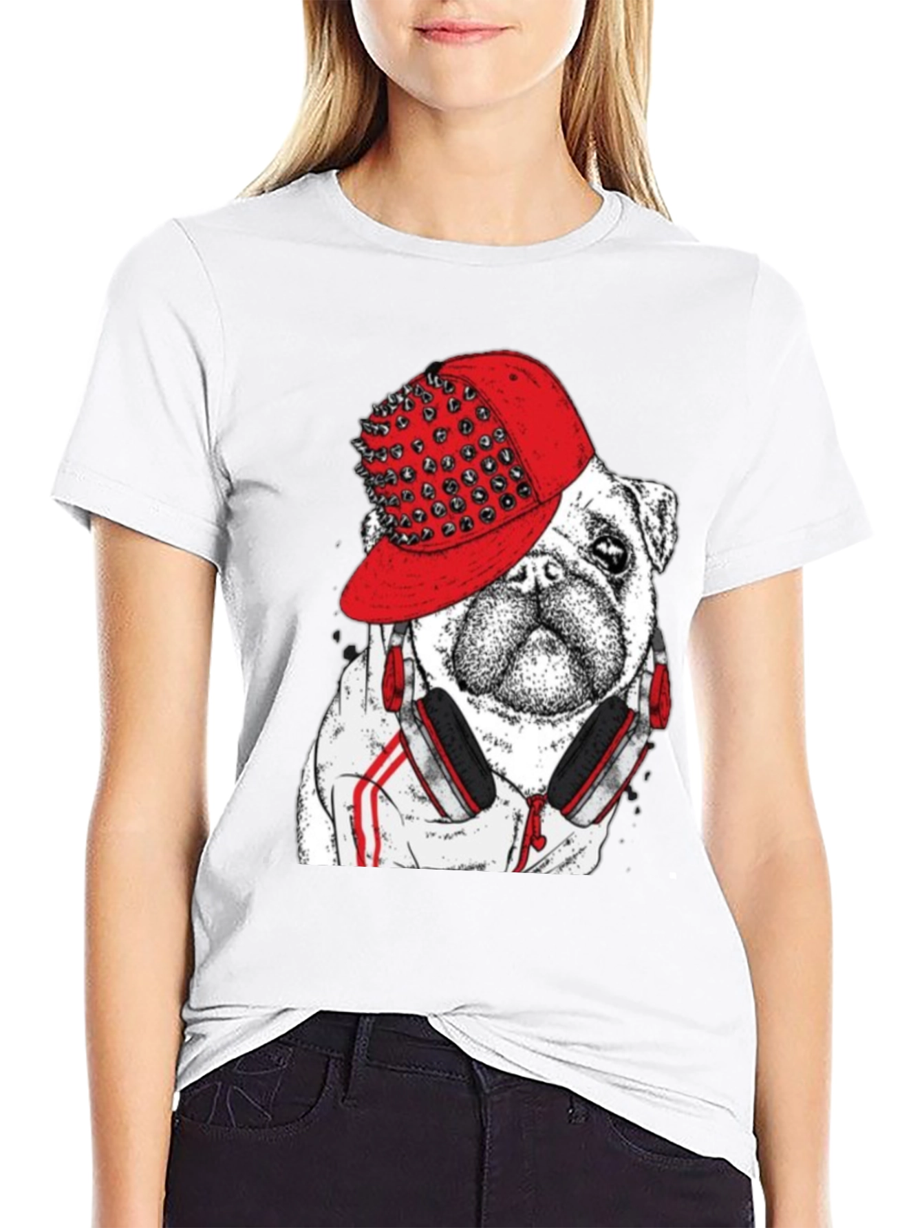 Bulldog in Spiked Hat Graphic Tee