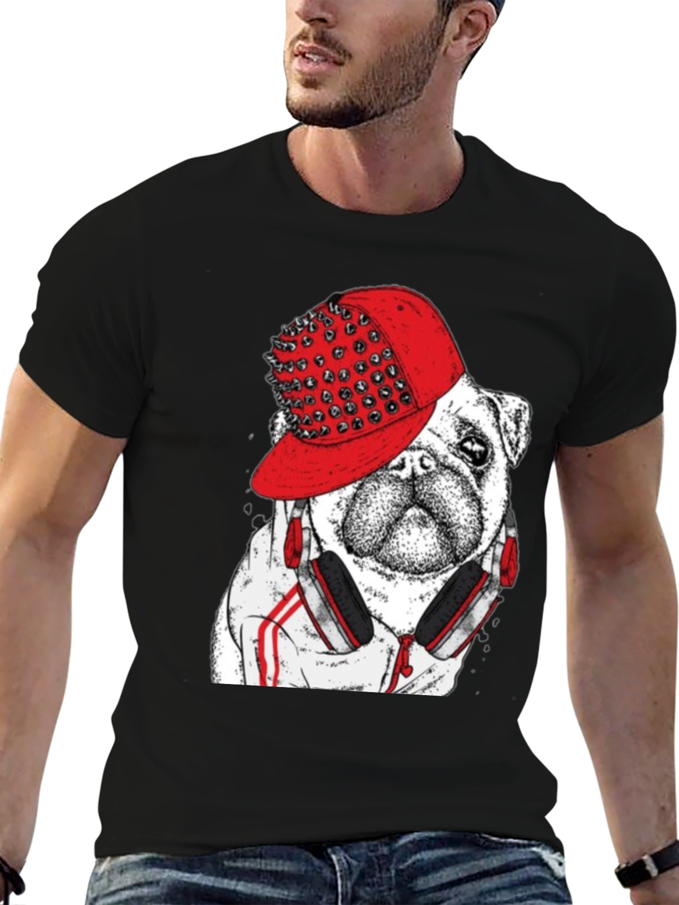 Bulldog in Spiked Hat Graphic Tee