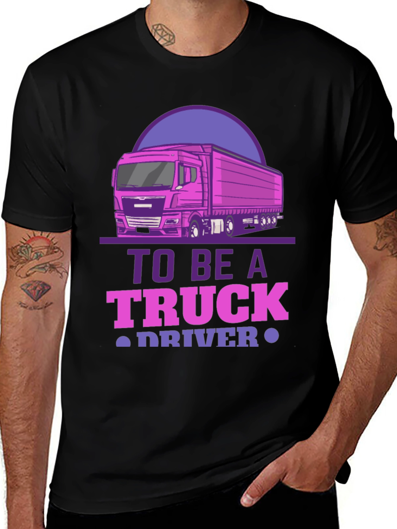 Truck Driver Graphic Tee - Black Cotton Blend