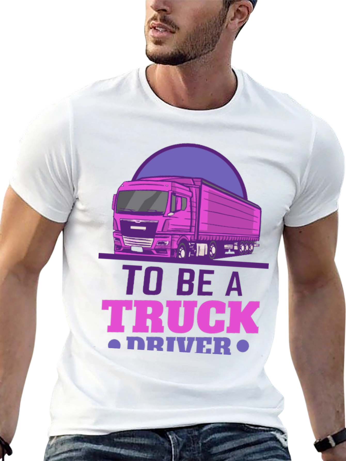 Truck Driver Graphic Tee - Black Cotton Blend
