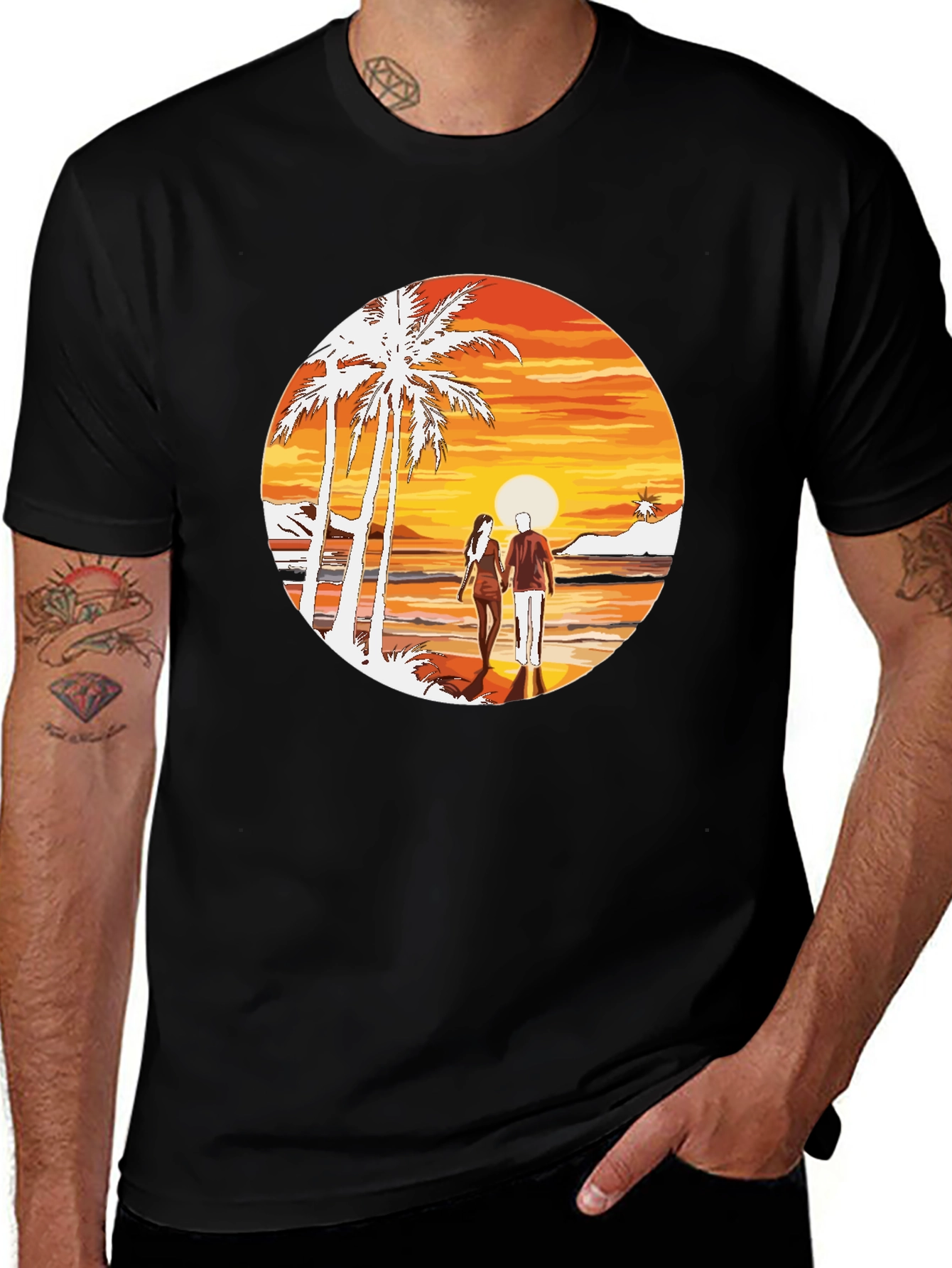 Sunset Beach Couple Graphic Tee