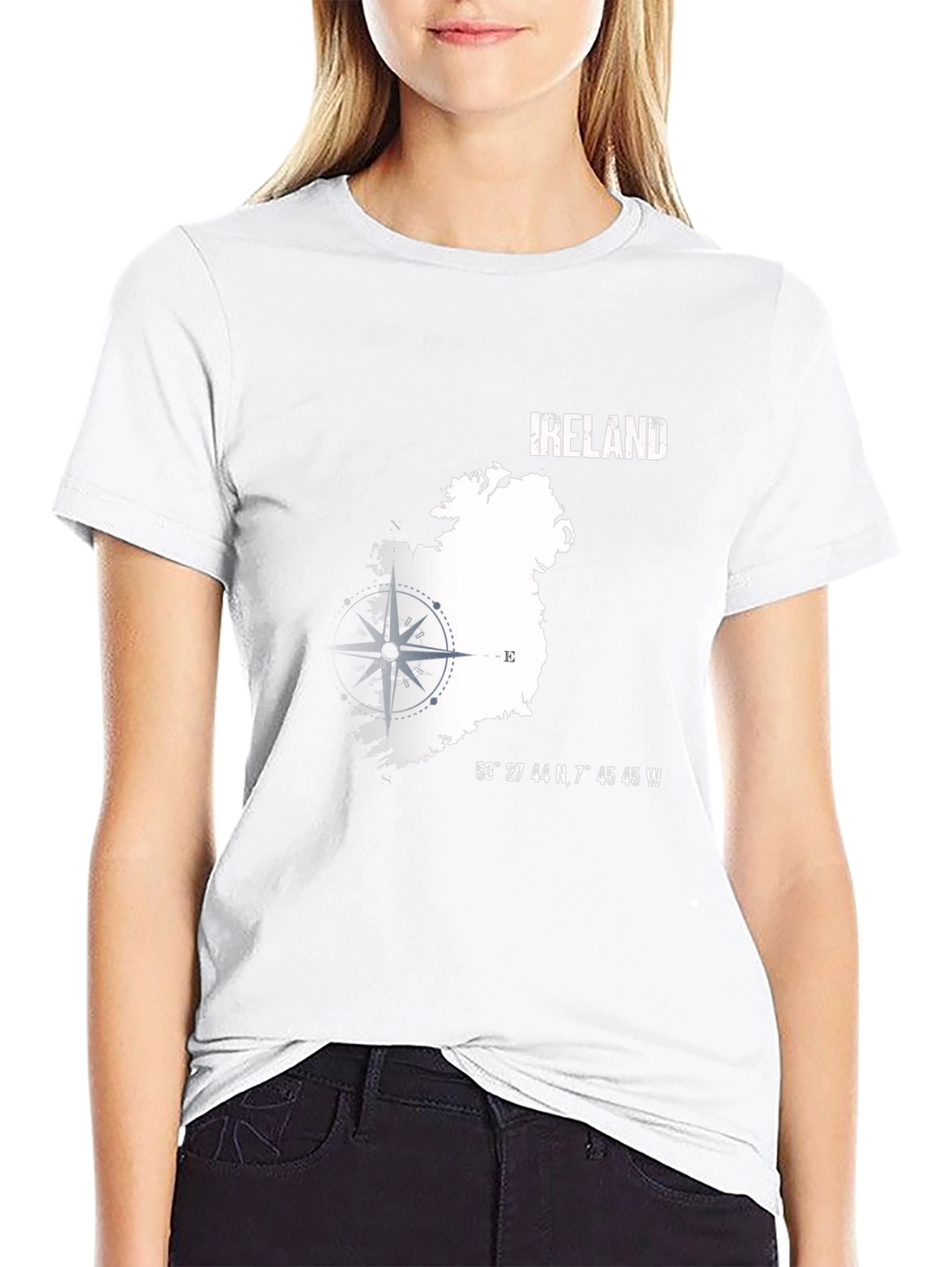 Ireland Map Compass T-Shirt - Black