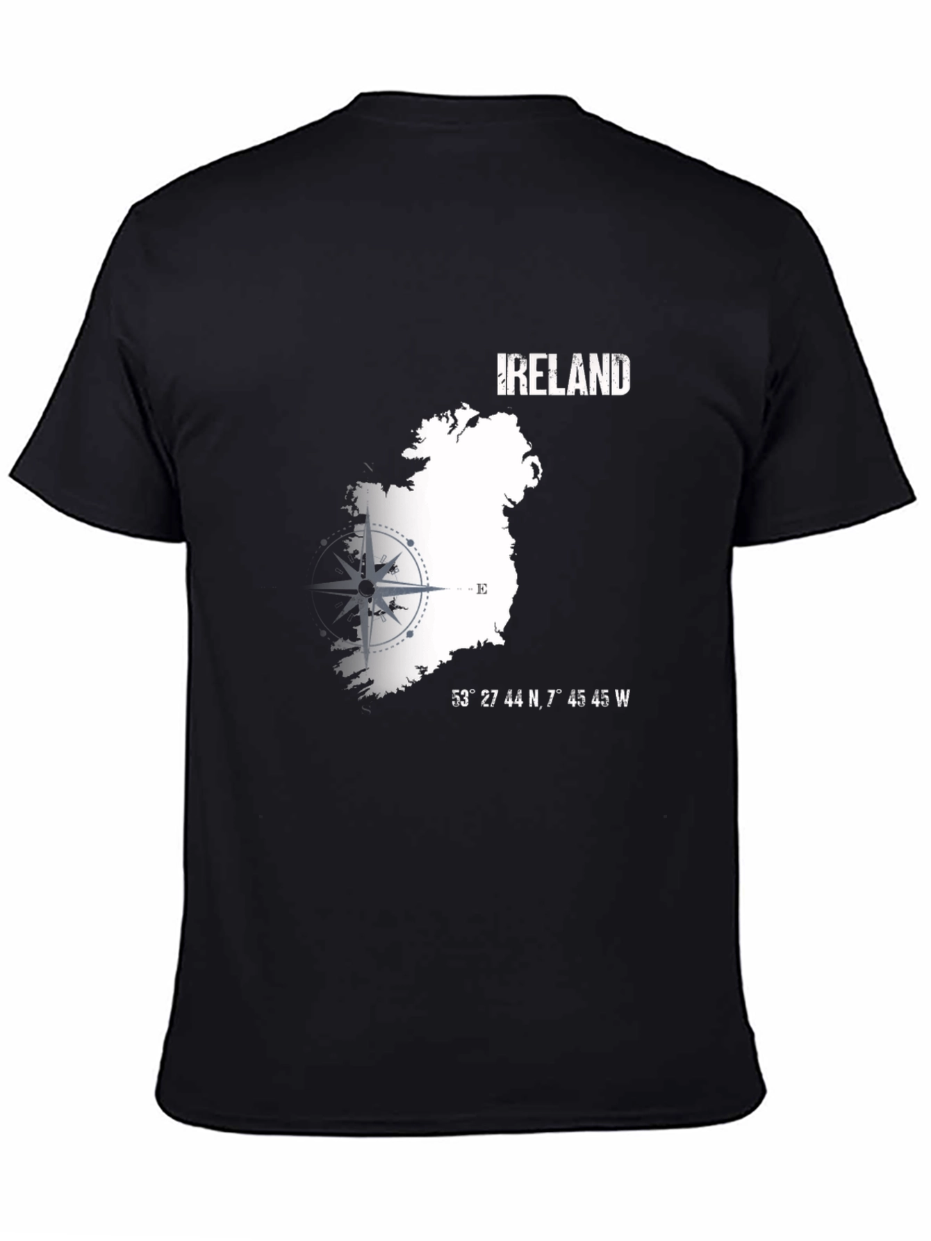 Ireland Map Compass T-Shirt - Black