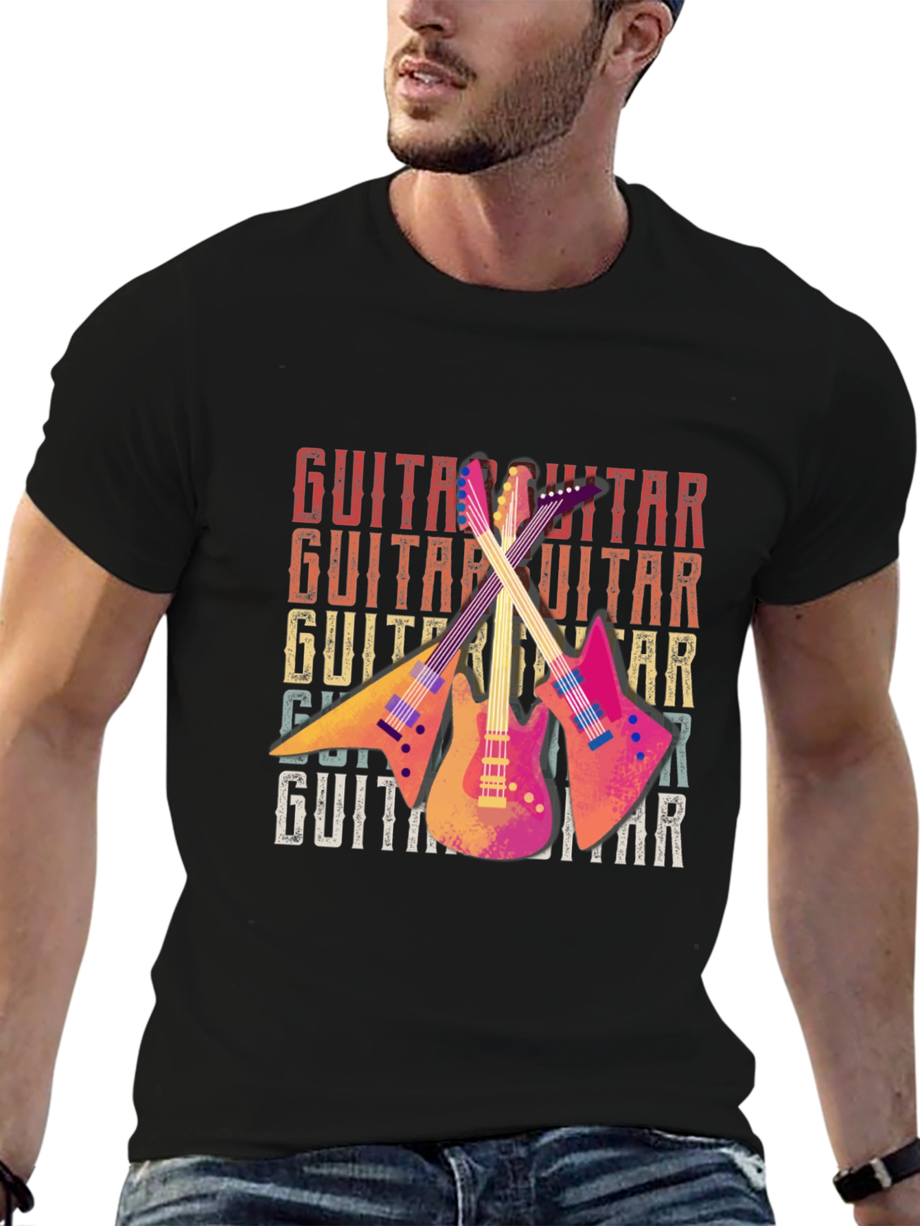 Retro Guitar T-Shirt - Musical Instrument Design