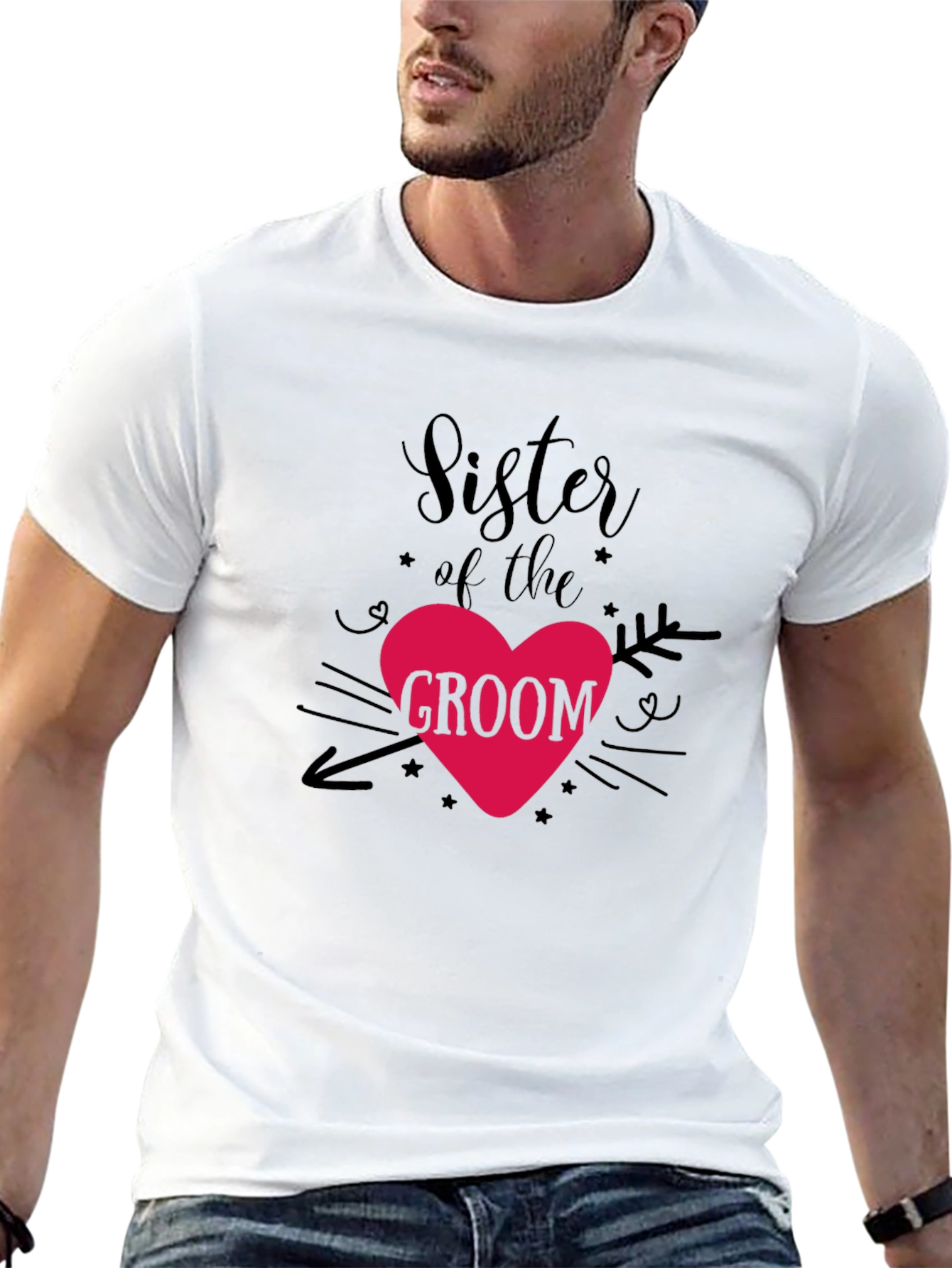 Sister of the Groom Heart Graphic Tee