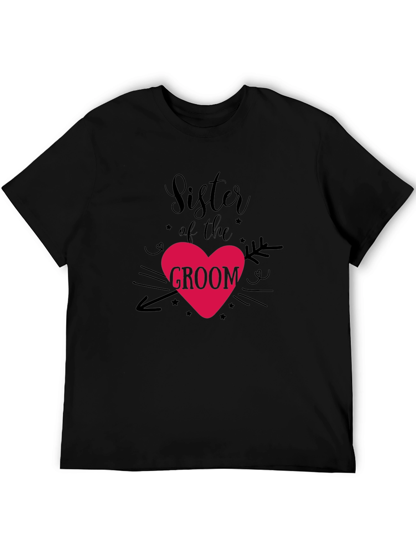 Sister of the Groom Heart Graphic Tee