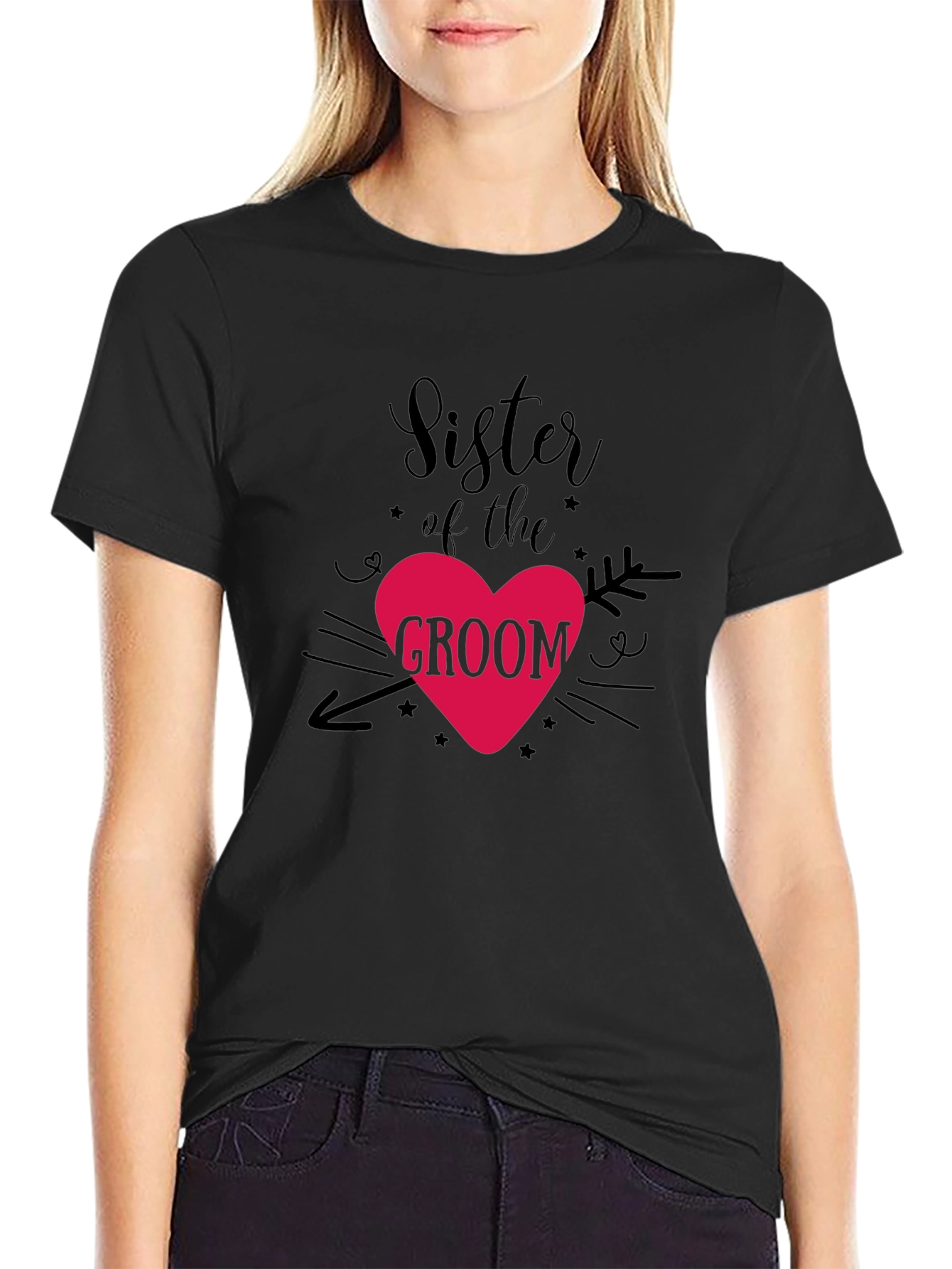 Sister of the Groom Heart Graphic Tee