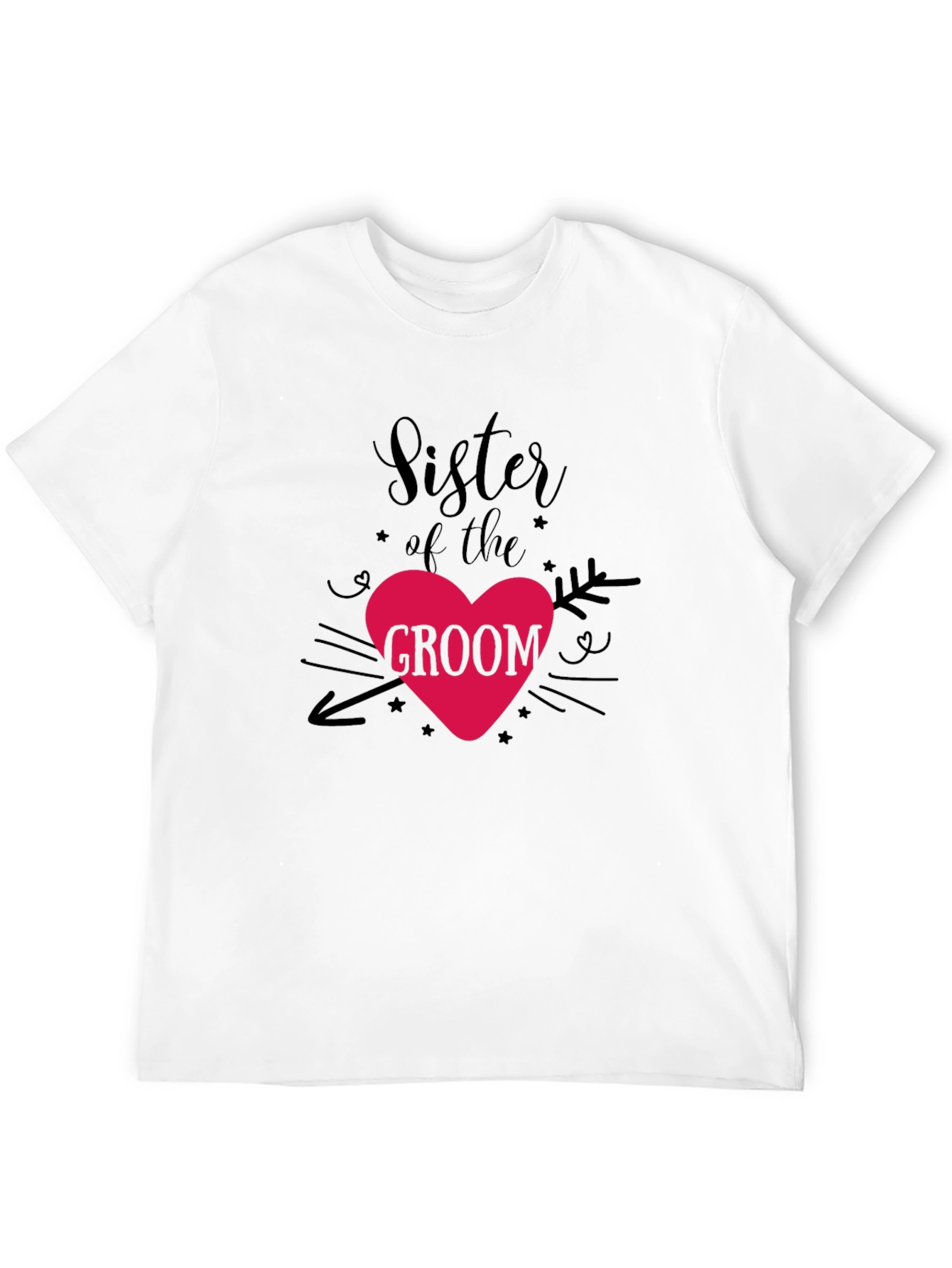 Sister of the Groom Heart Graphic Tee