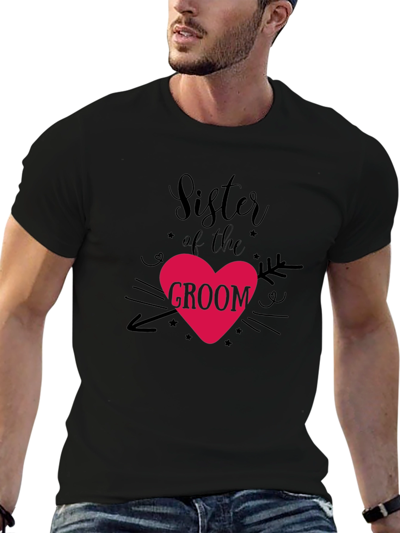Sister of the Groom Heart Graphic Tee