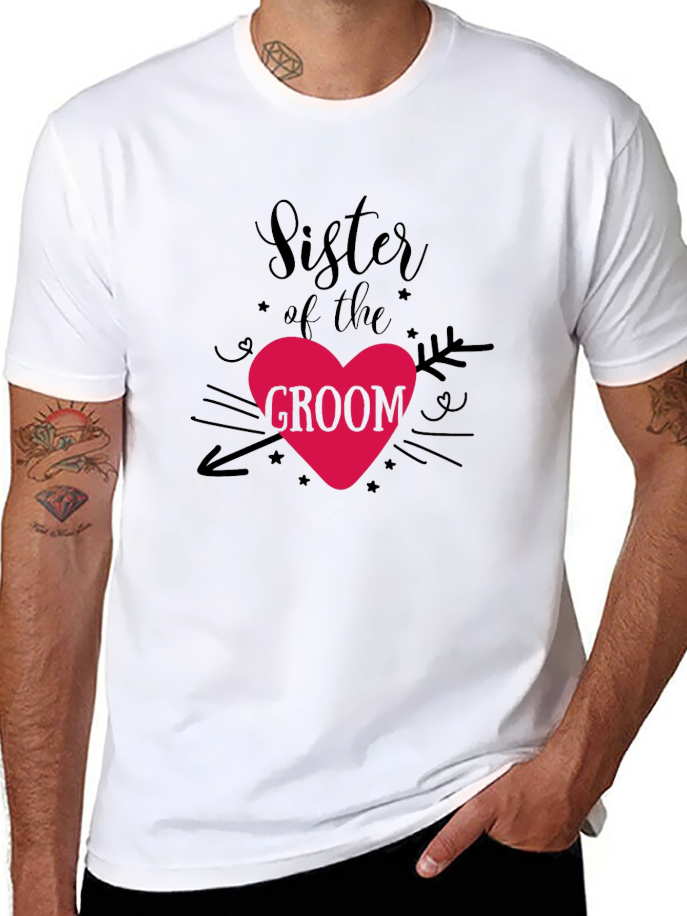 Sister of the Groom Heart Graphic Tee