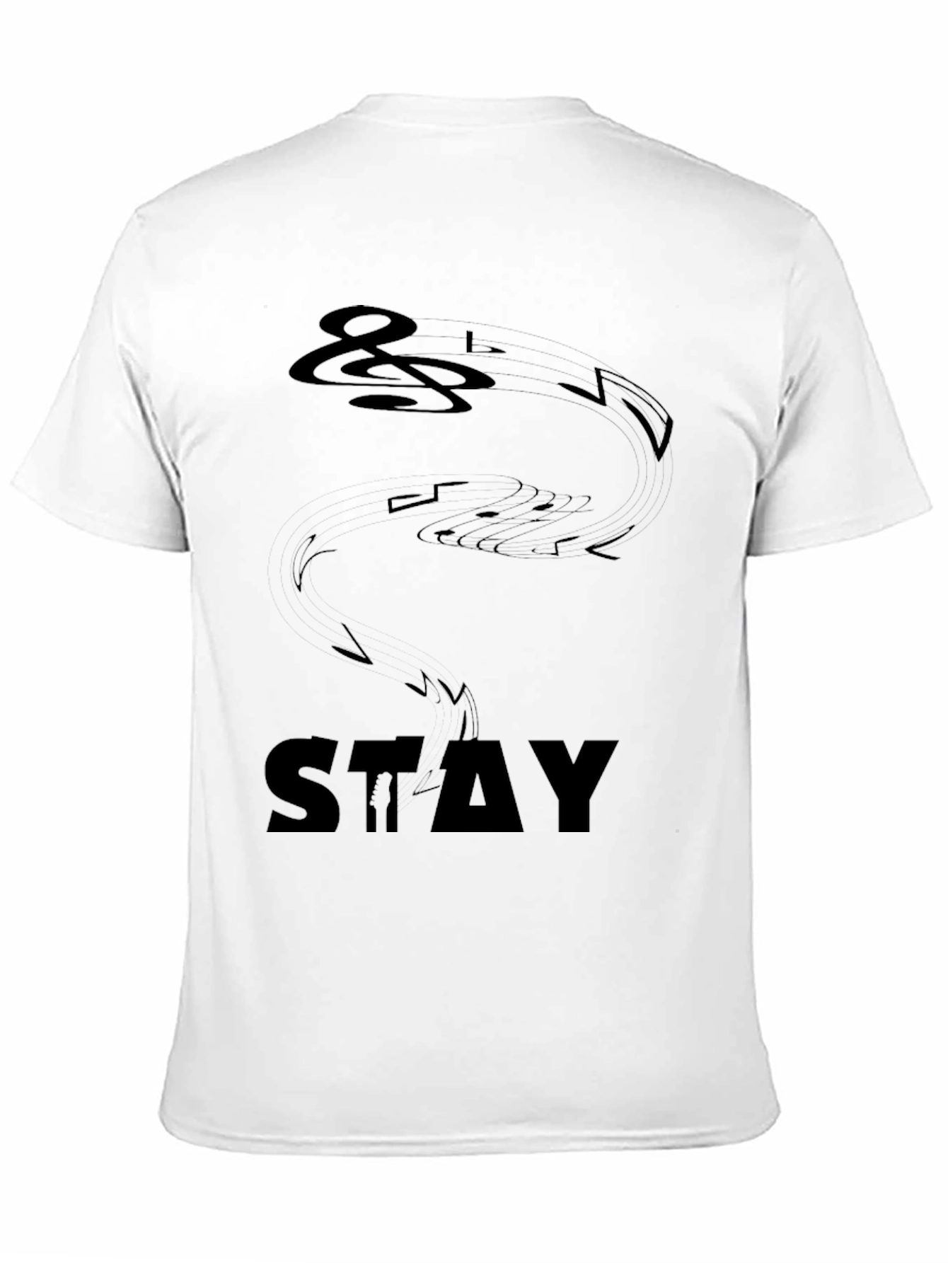 Stylish Black Stay Music Note Graphic Tee