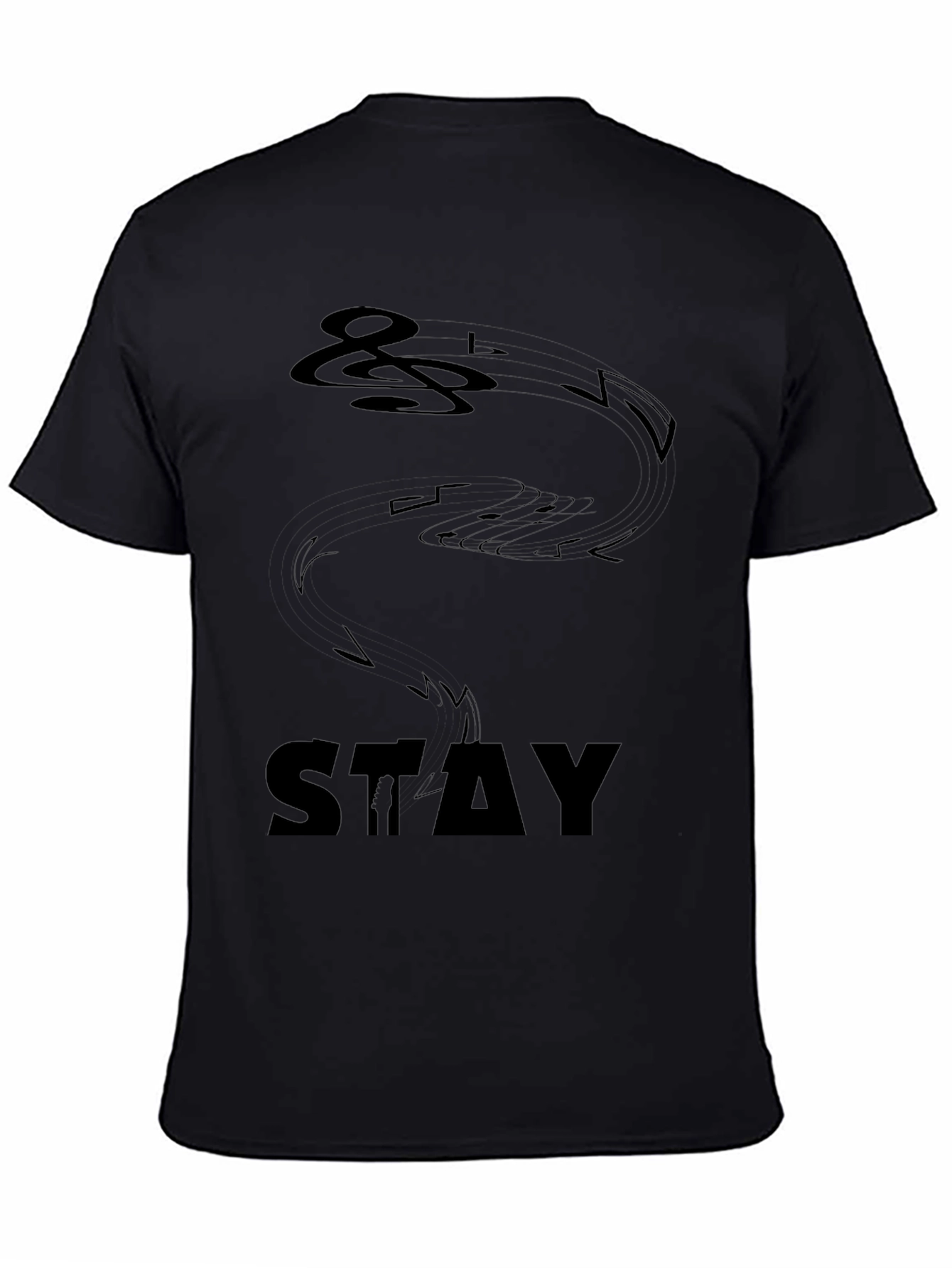 Stylish Black Stay Music Note Graphic Tee
