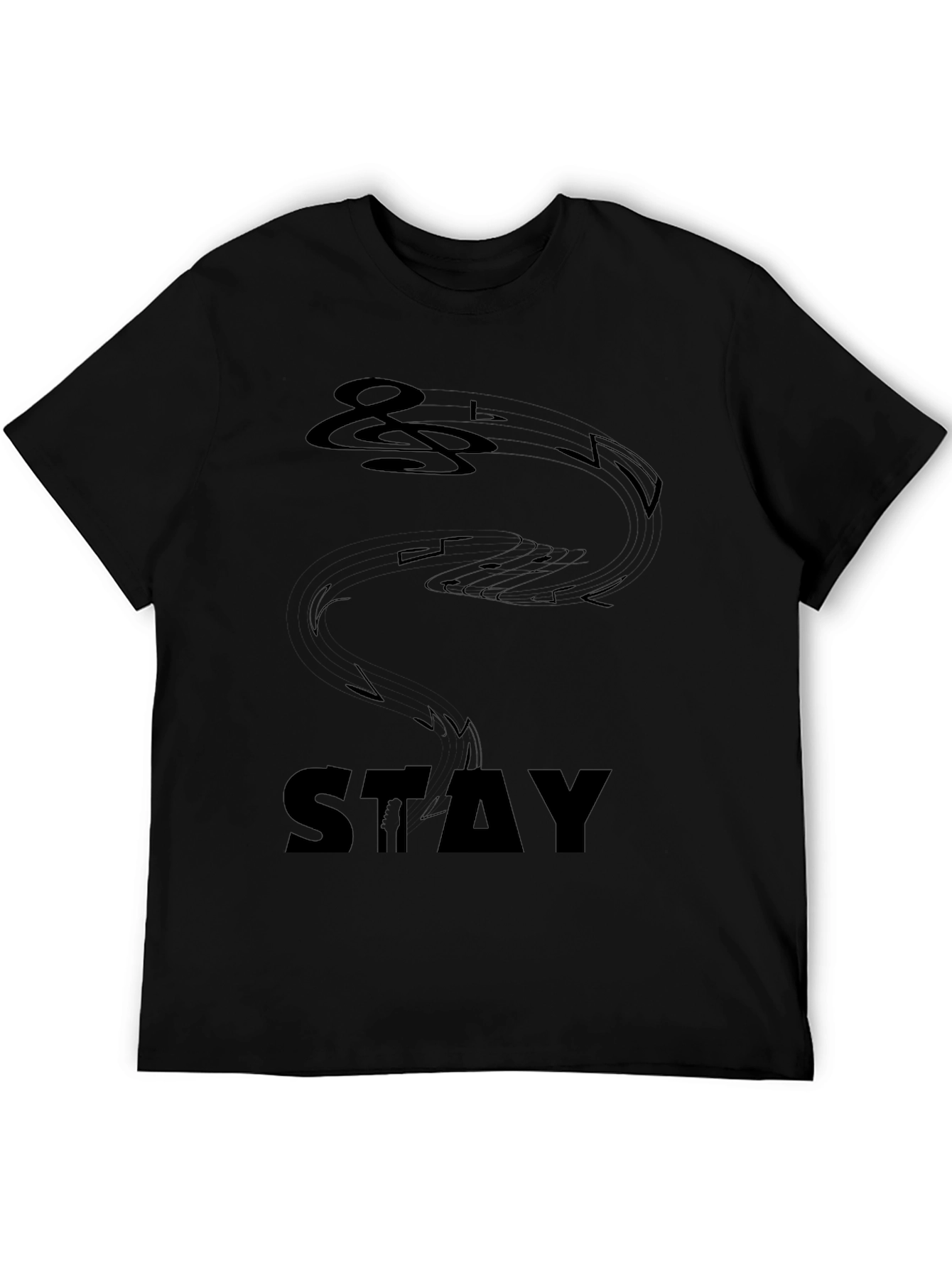 Stylish Black Stay Music Note Graphic Tee
