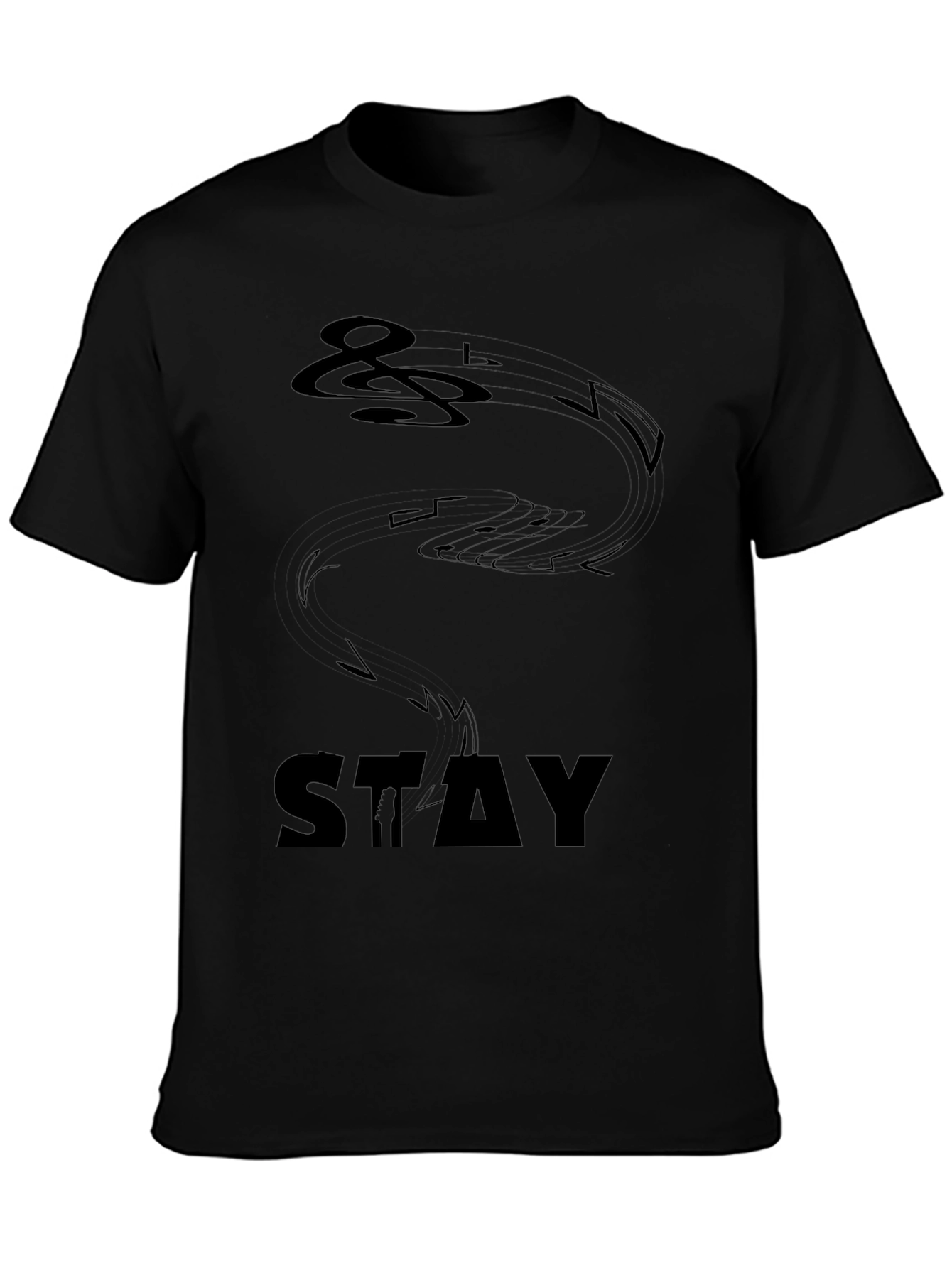 Stylish Black Stay Music Note Graphic Tee