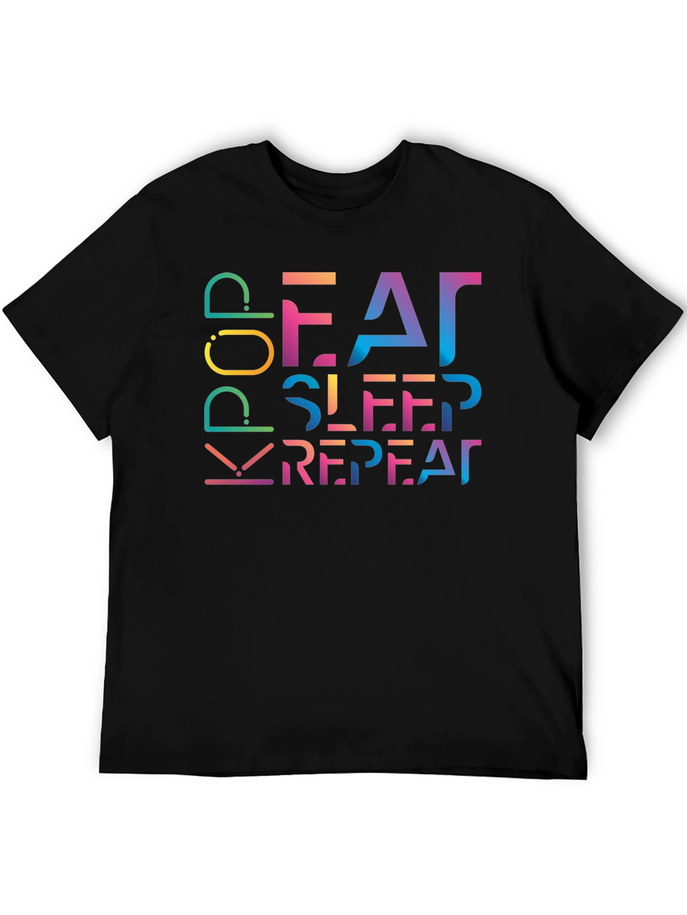 Eat Sleep K-Pop Repeat Black T-Shirt