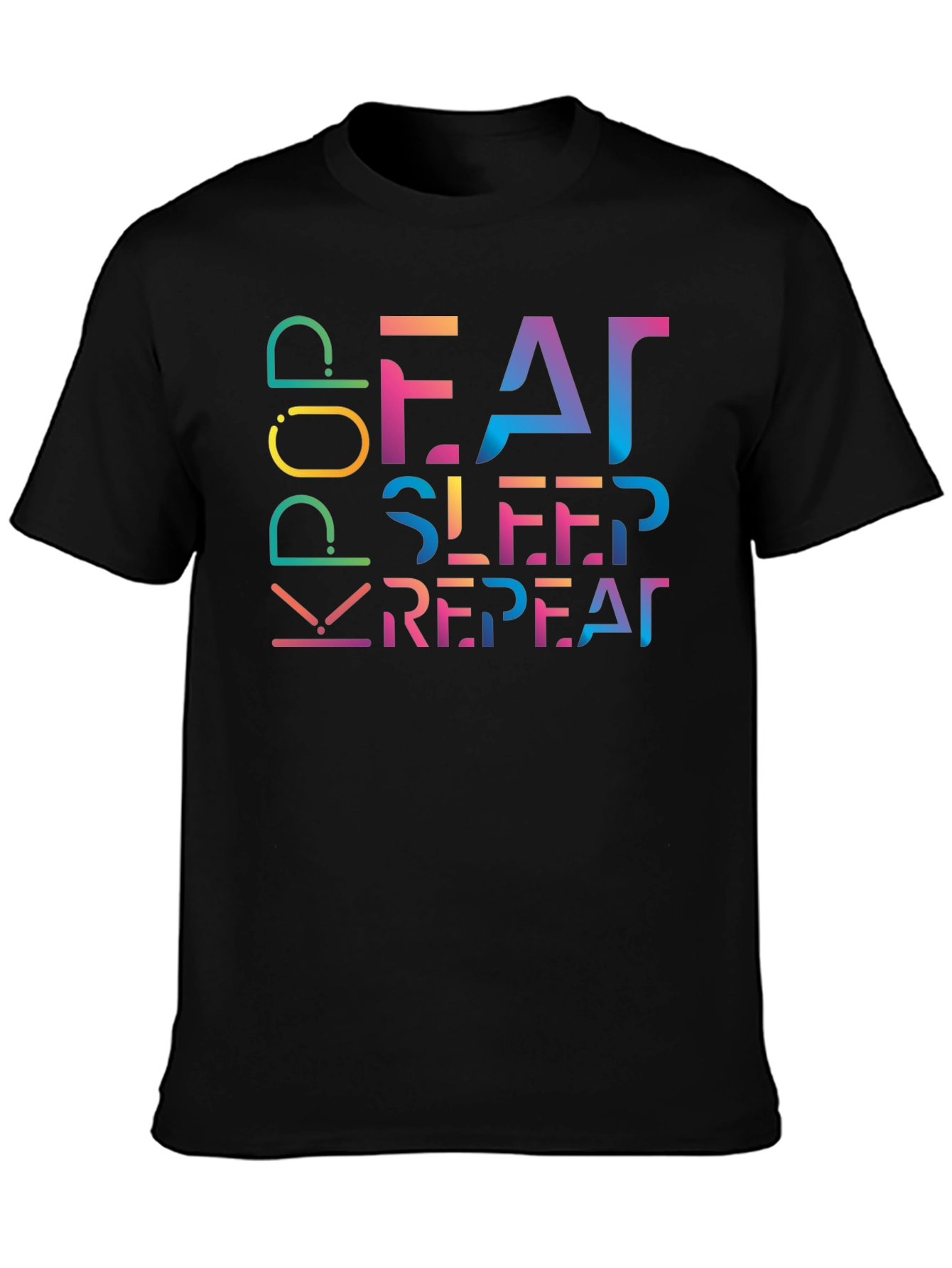 Eat Sleep K-Pop Repeat Black T-Shirt