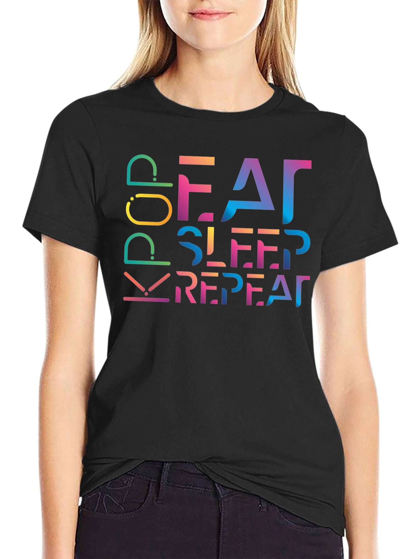 Eat Sleep K-Pop Repeat Black T-Shirt