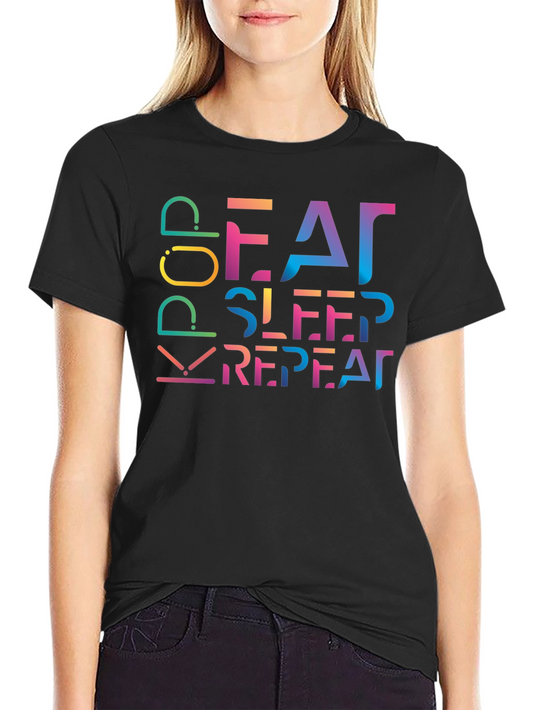 Eat Sleep K-Pop Repeat Black T-Shirt