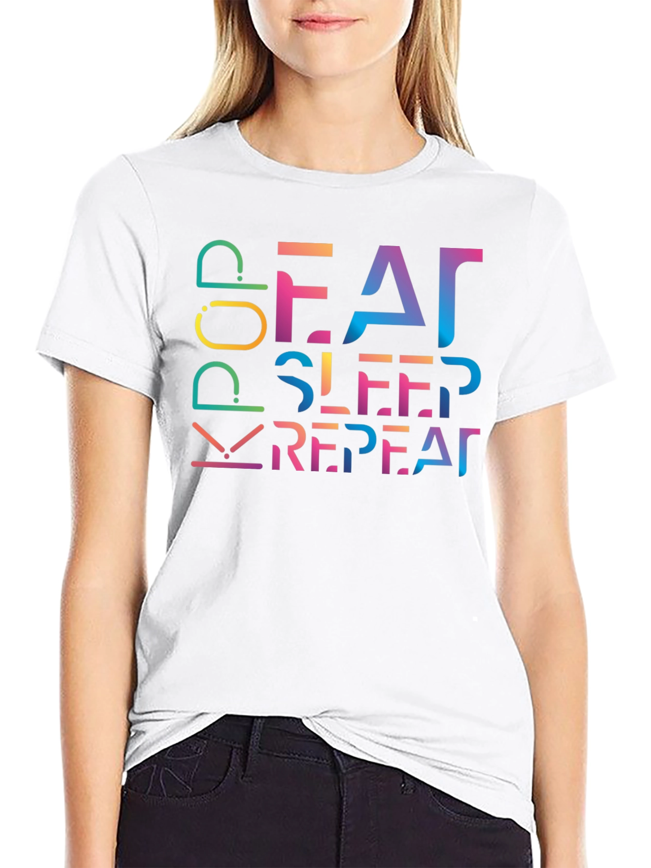 Eat Sleep K-Pop Repeat Black T-Shirt