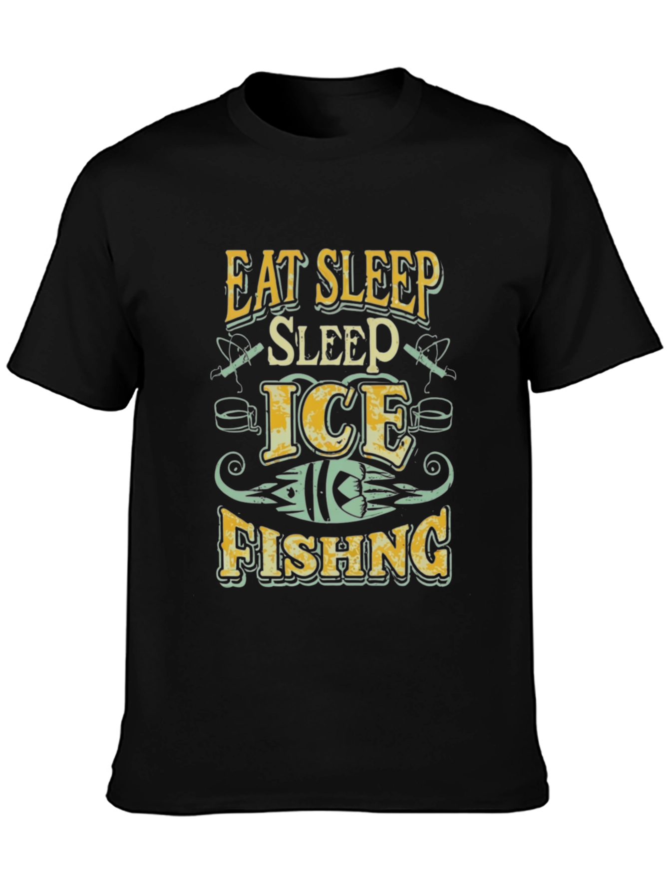 Eat Sleep Ice Fishing Black T-Shirt