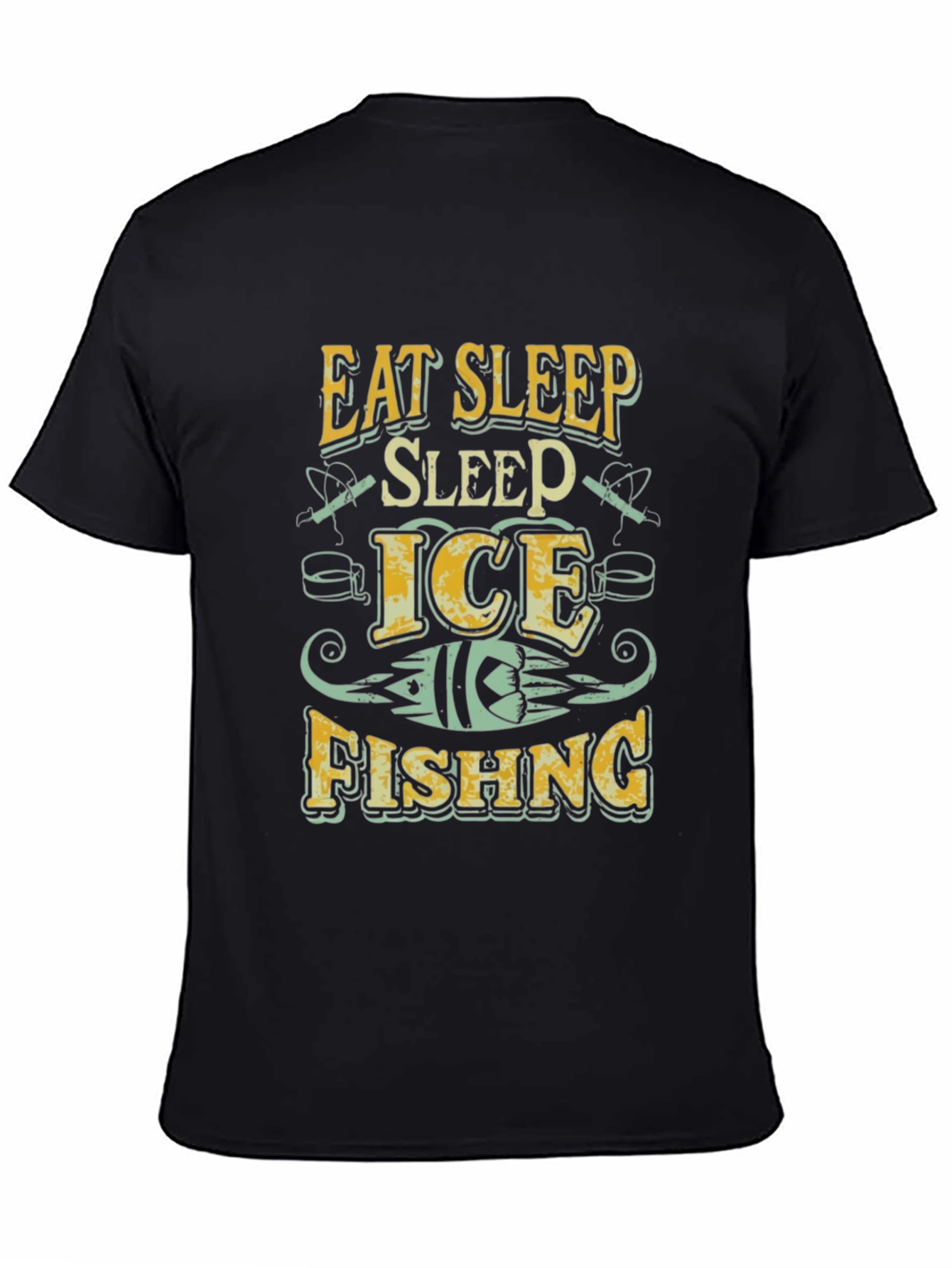Eat Sleep Ice Fishing Black T-Shirt