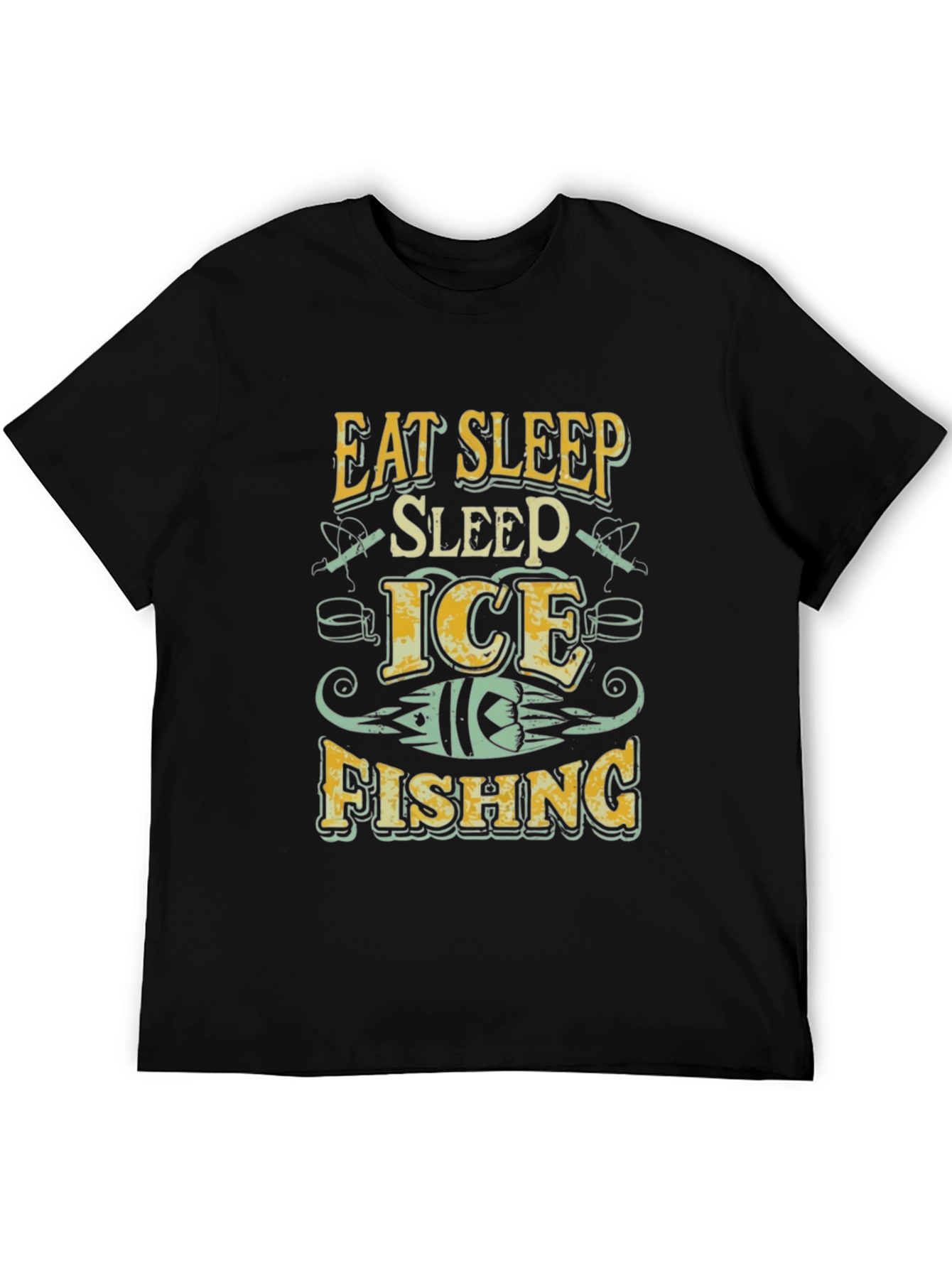 Eat Sleep Ice Fishing Black T-Shirt