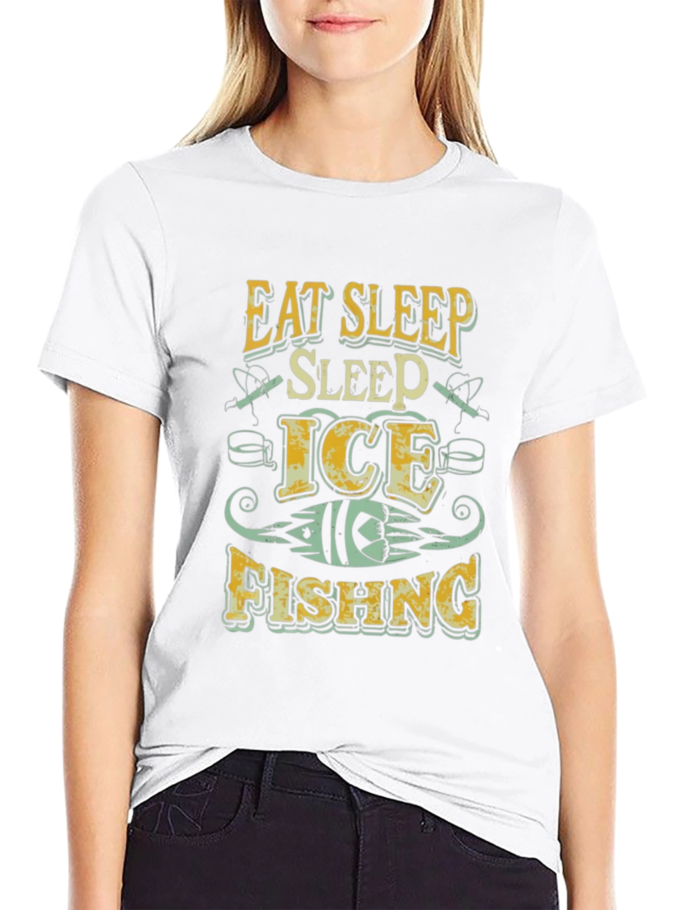 Eat Sleep Ice Fishing Black T-Shirt
