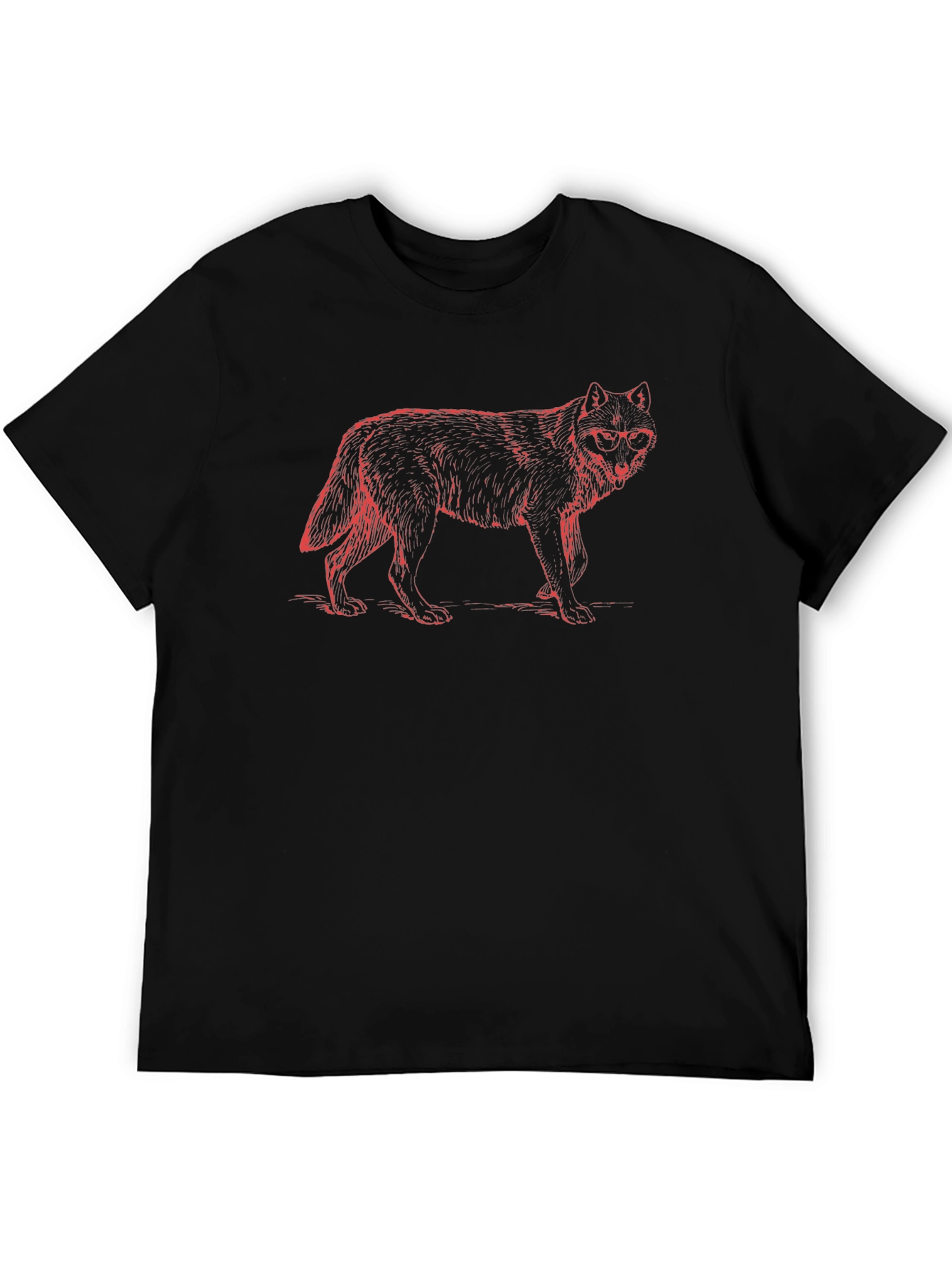 Cool Wolf Graphic Tee - Black Cotton T-Shirt