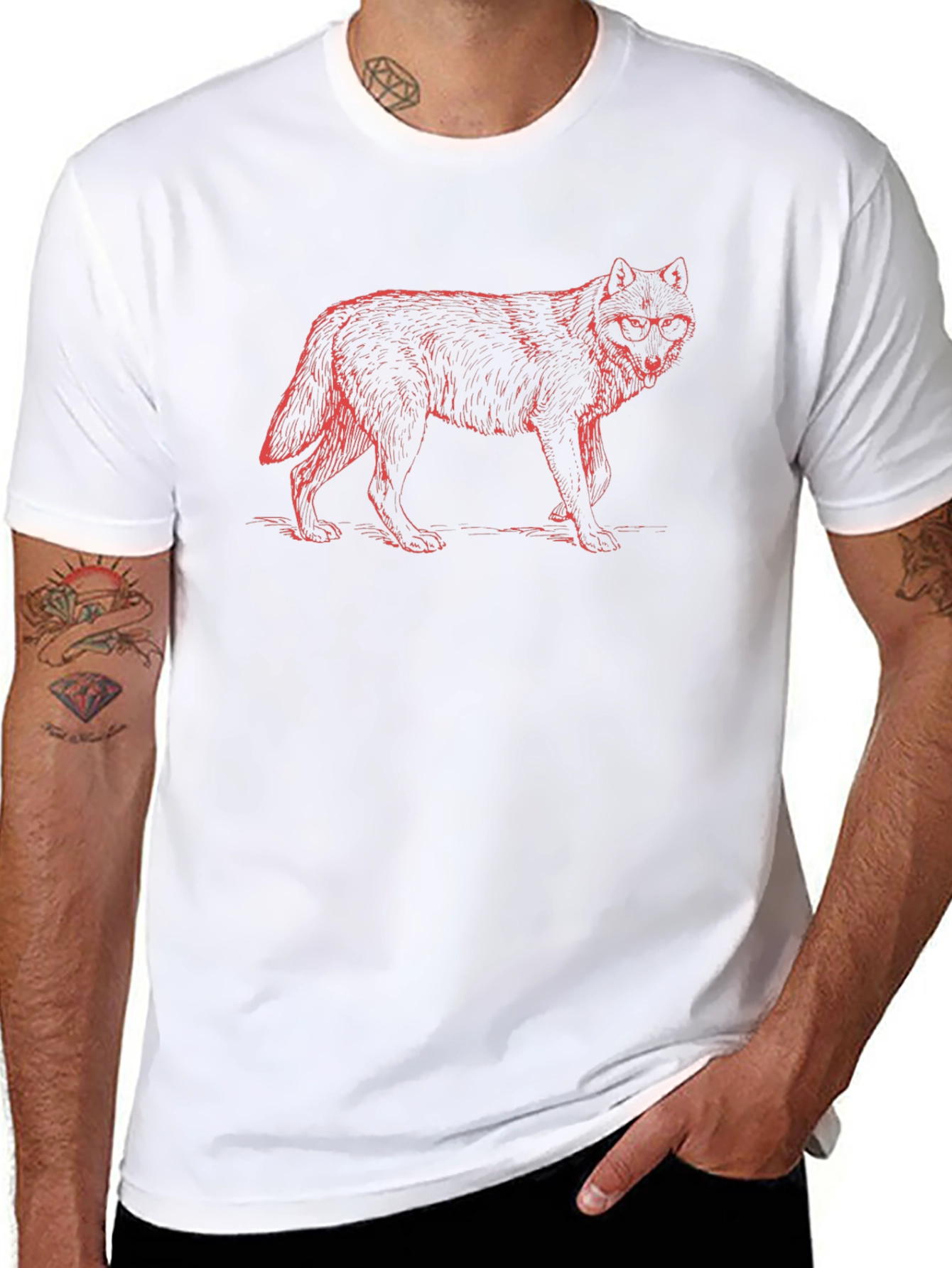 Cool Wolf Graphic Tee - Black Cotton T-Shirt