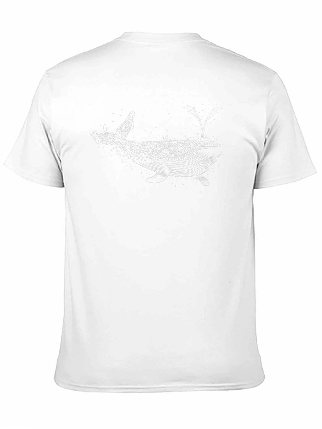 Whale Design Black Cotton Blend T-Shirt
