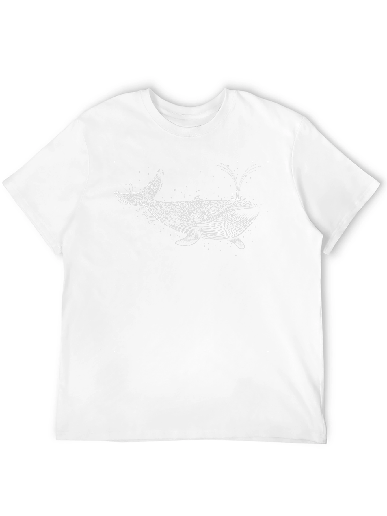Whale Design Black Cotton Blend T-Shirt