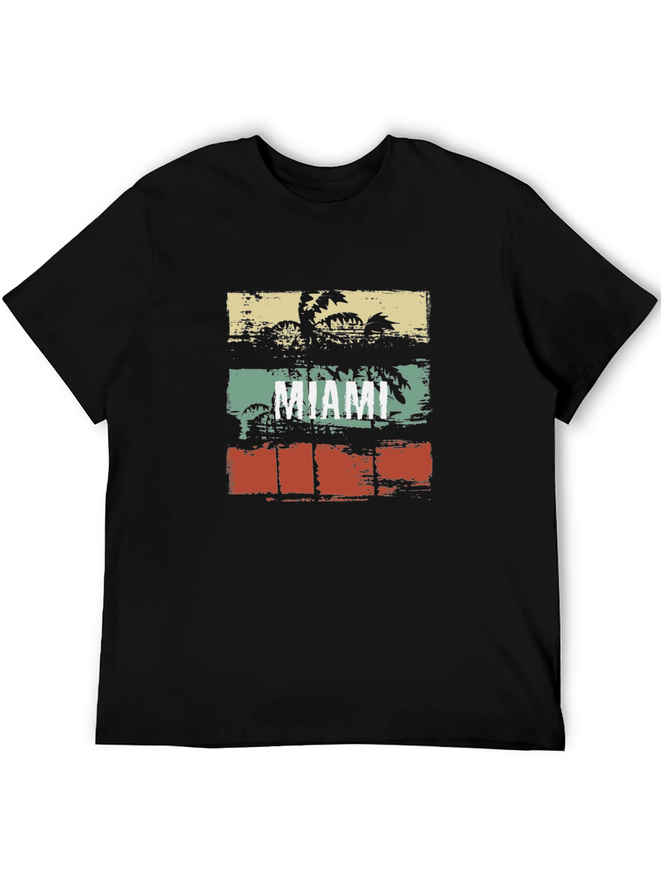 Miami Retro Palm Tree Graphic Tee - Black
