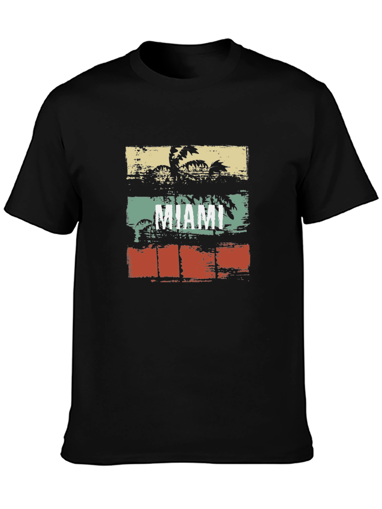 Miami Retro Palm Tree Graphic Tee - Black