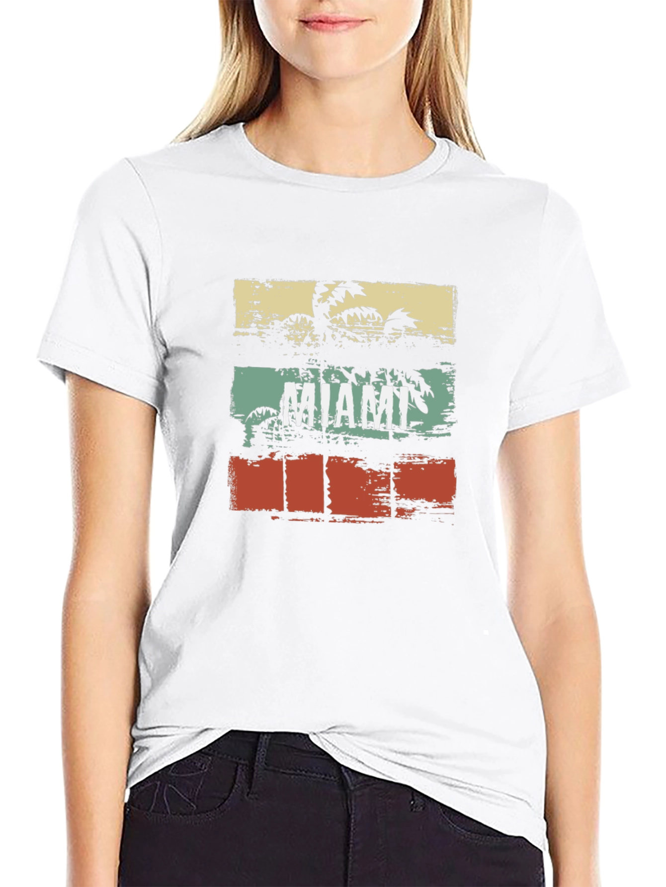 Miami Retro Palm Tree Graphic Tee - Black