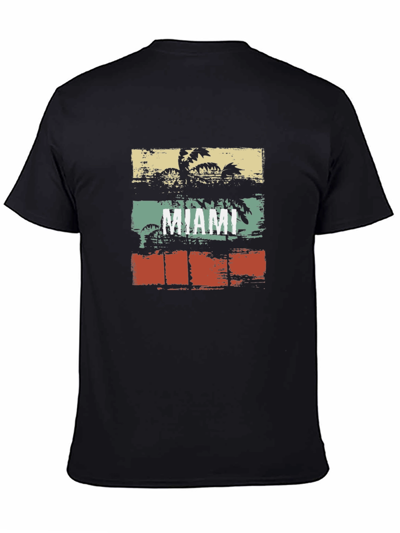 Miami Retro Palm Tree Graphic Tee - Black