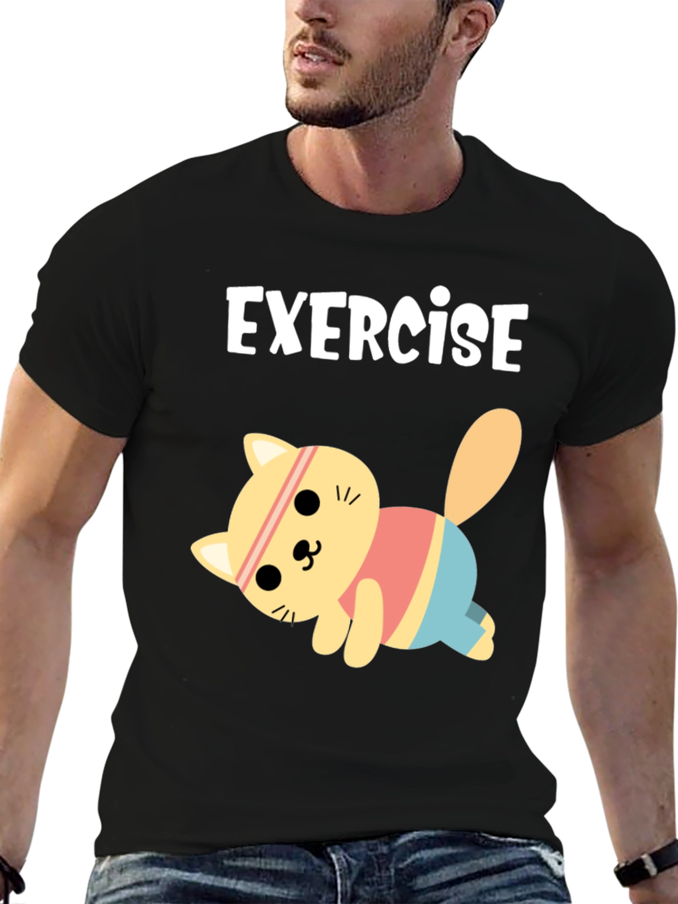 Exercise Cat T-Shirt - Black