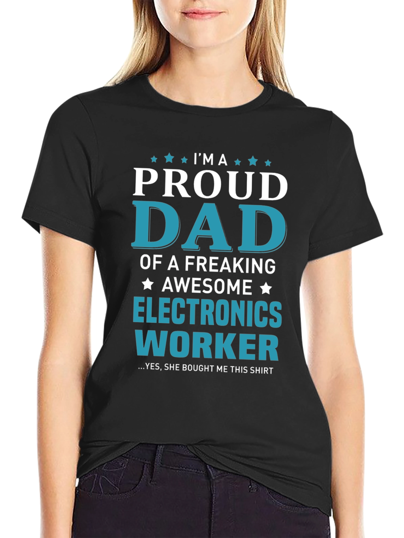 Proud Dad Electronics Worker Graphic T-Shirt