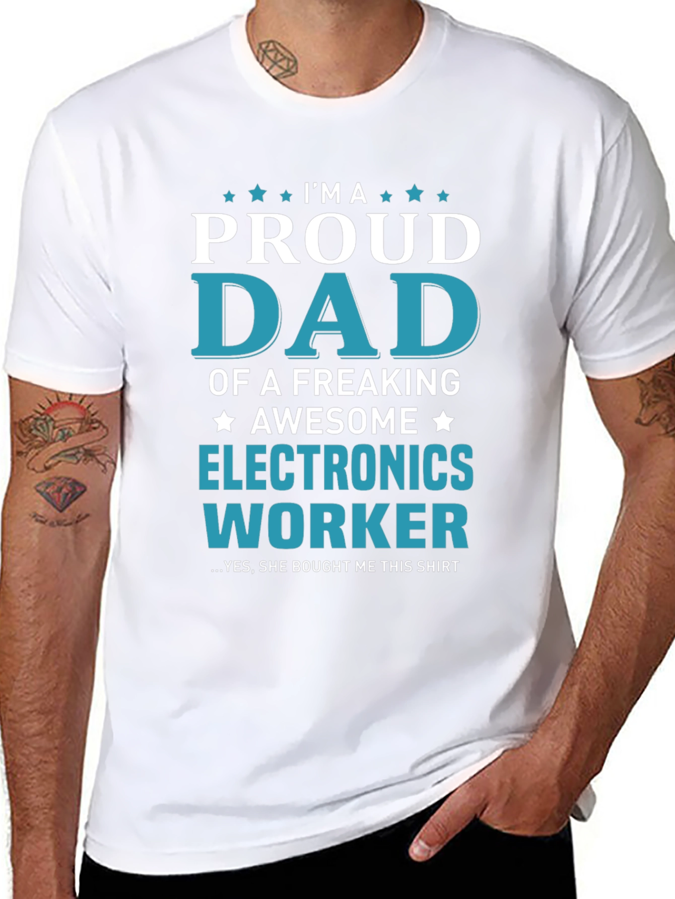 Proud Dad Electronics Worker Graphic T-Shirt