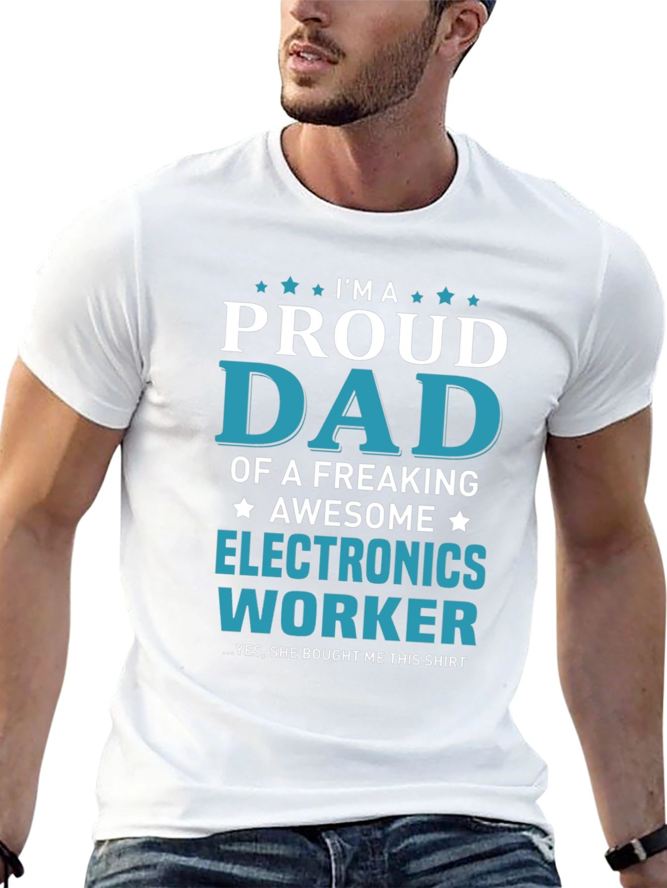 Proud Dad Electronics Worker Graphic T-Shirt