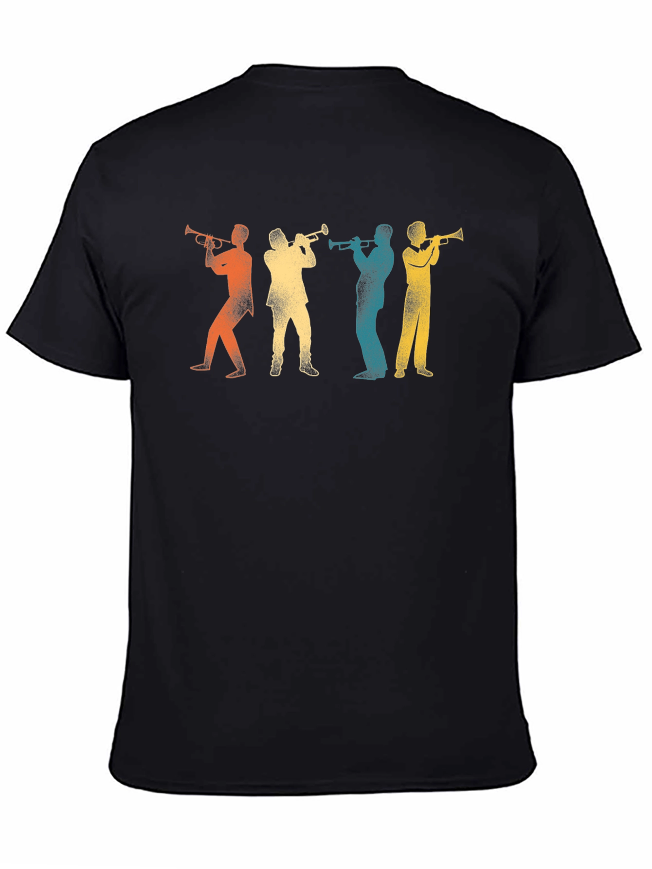 Retro Trumpet Player Silhouette Black T-Shirt